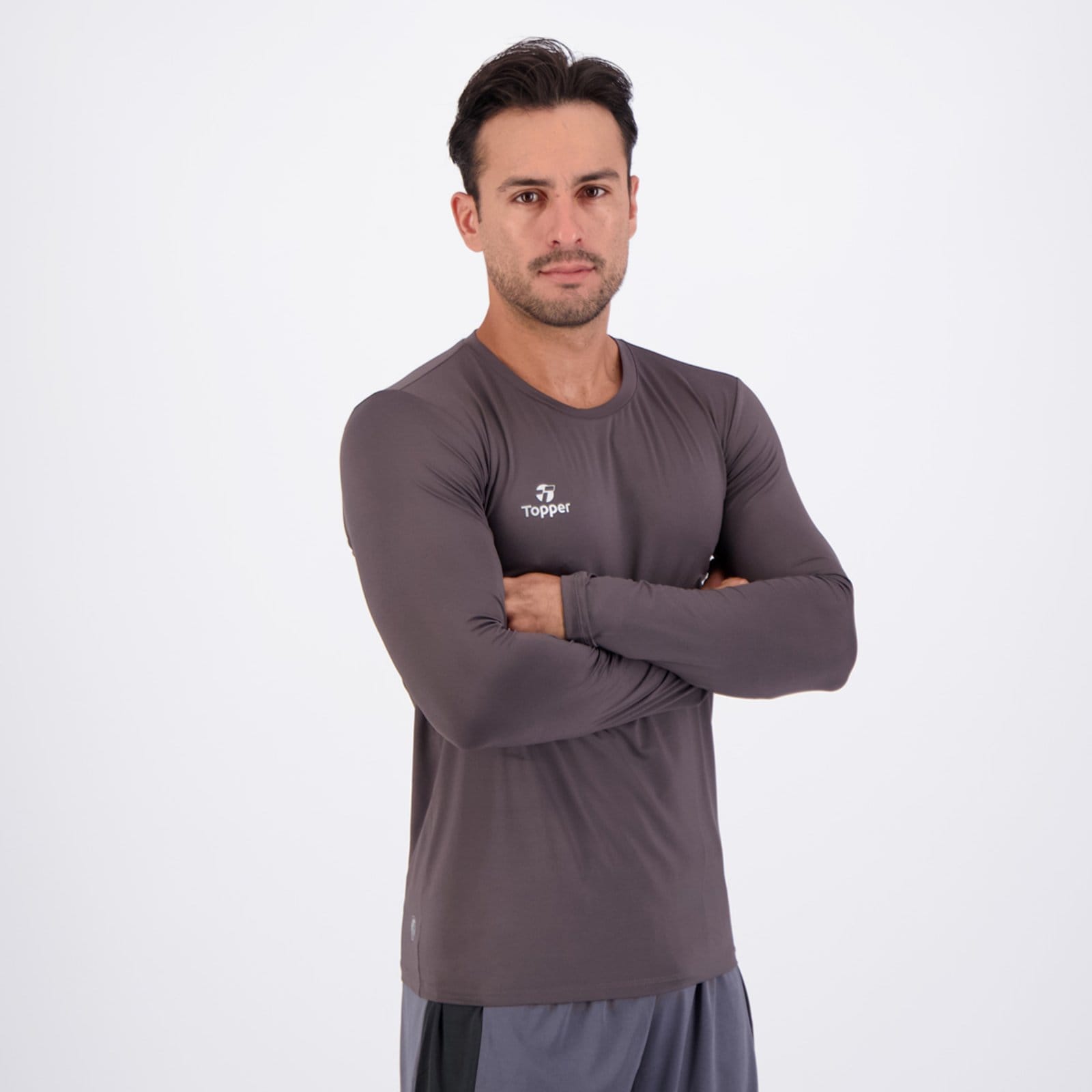 Vista 2 Camisa Térmica Topper Classic New Manga Longa Topper cinza