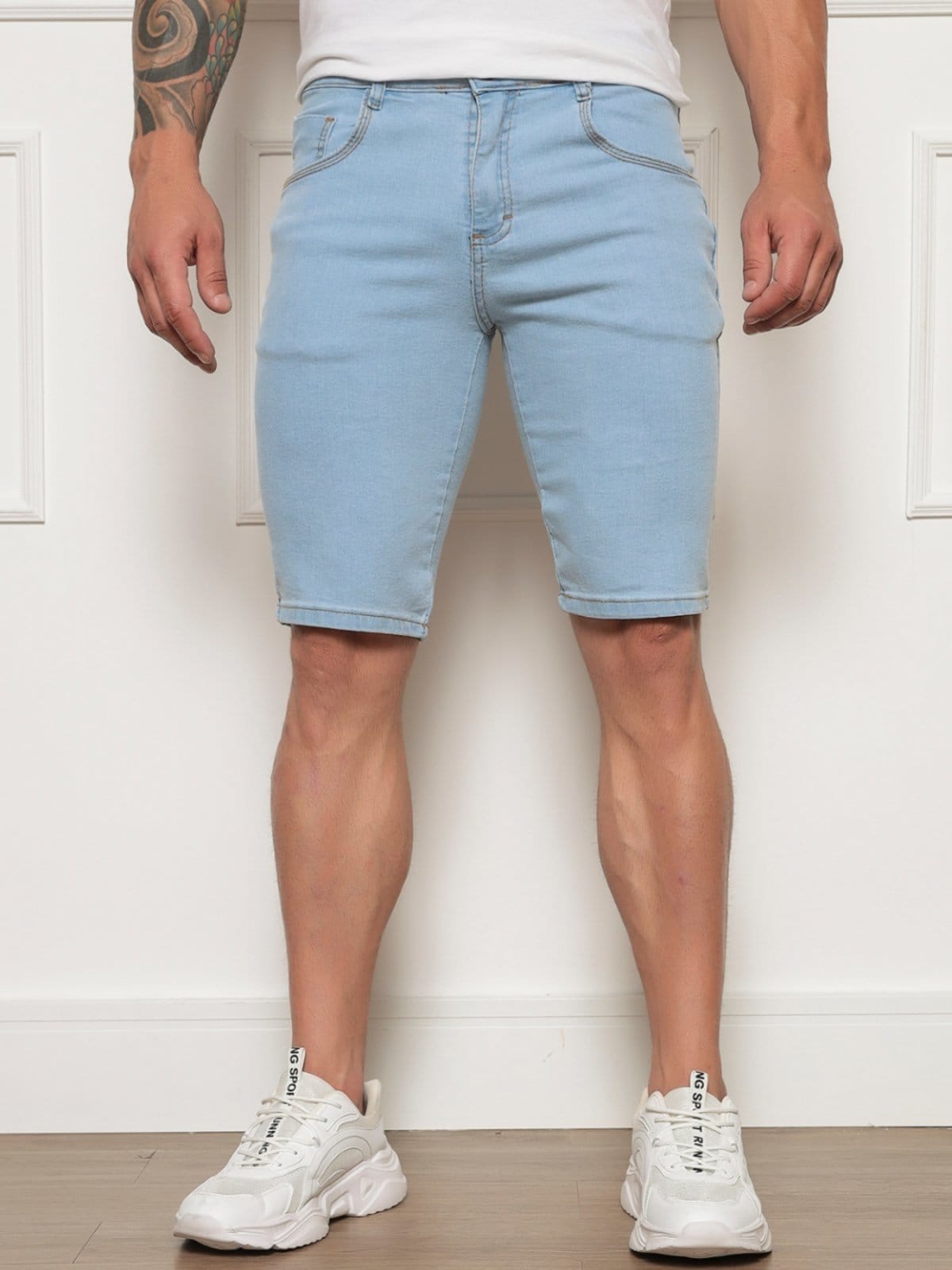 Bermuda Jeans Delavê Masculina Claro