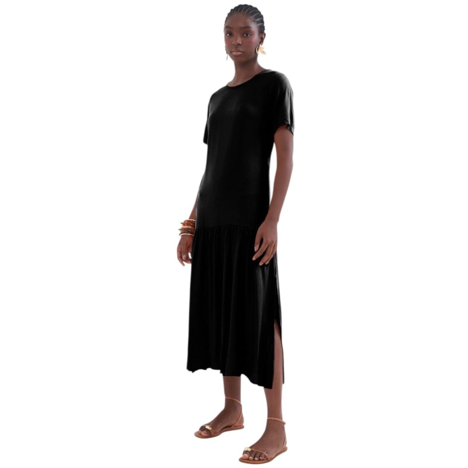 Vestido Midi Reto Com Drapeado Colcci