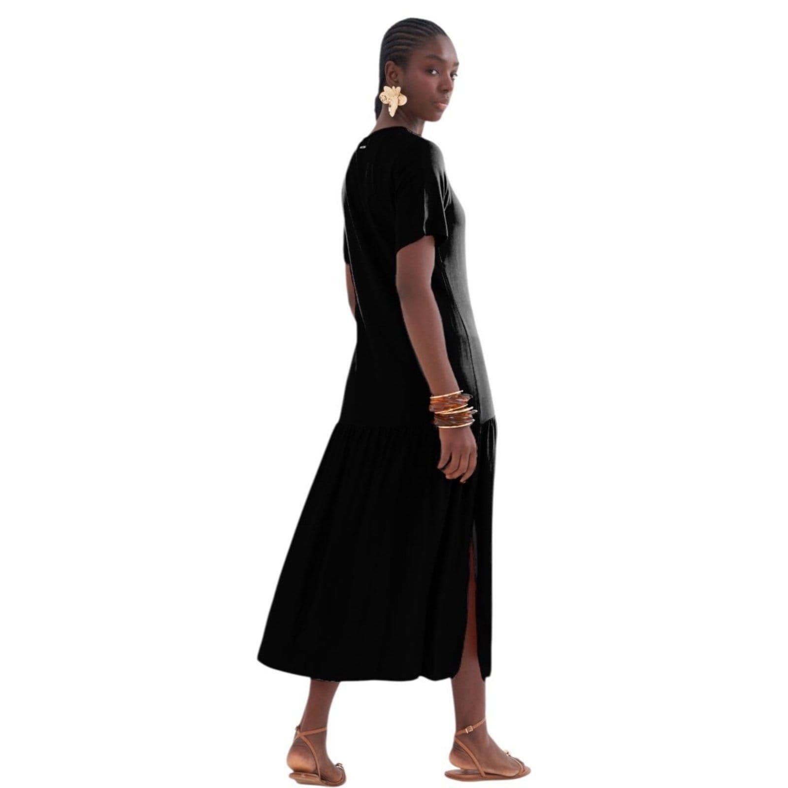 Vista 2 Vestido Midi Reto Com Drapeado Colcci Colcci preto