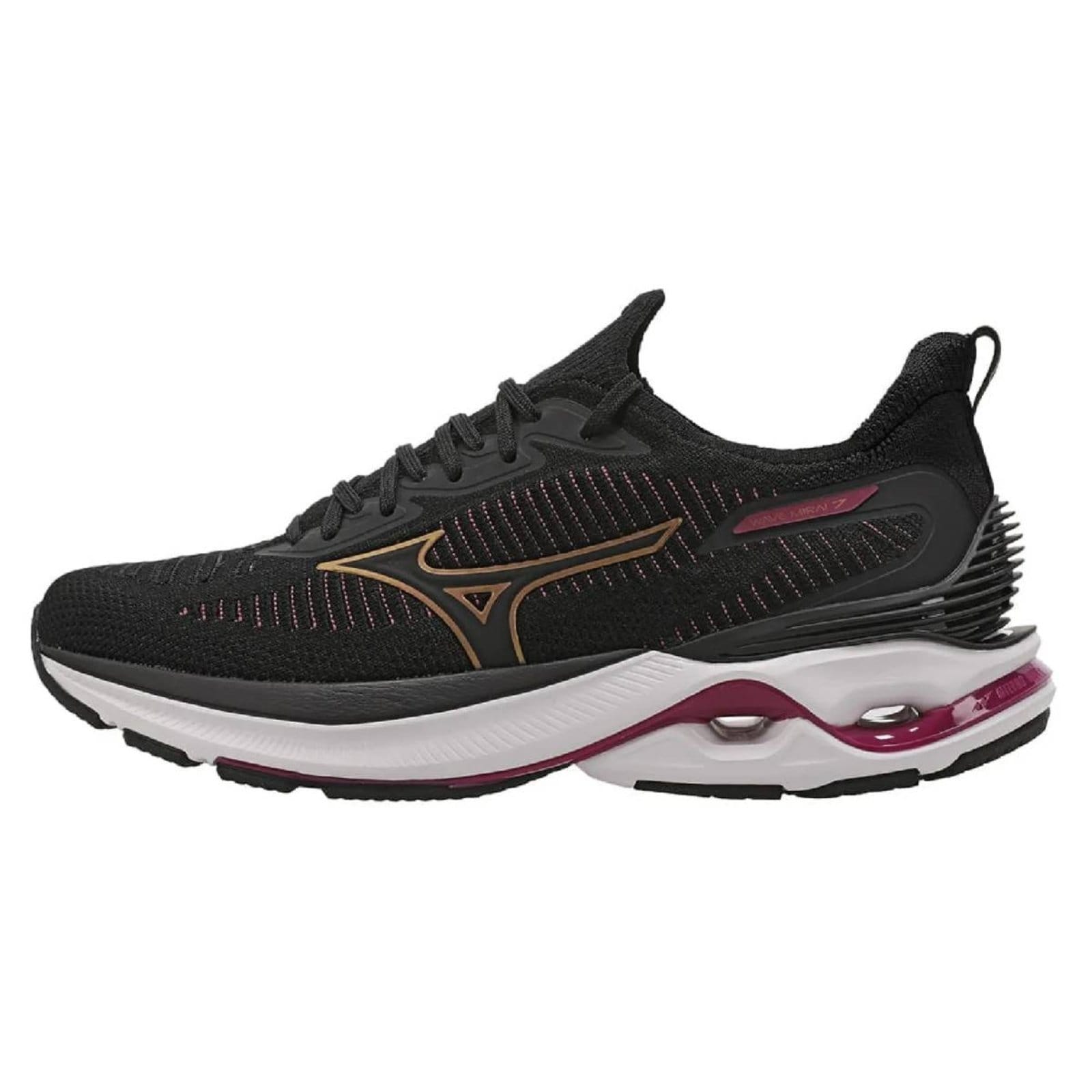 Vista 2 Tenis Mizuno Wave Mirai 7 - Feminino Bordô Mizuno preto