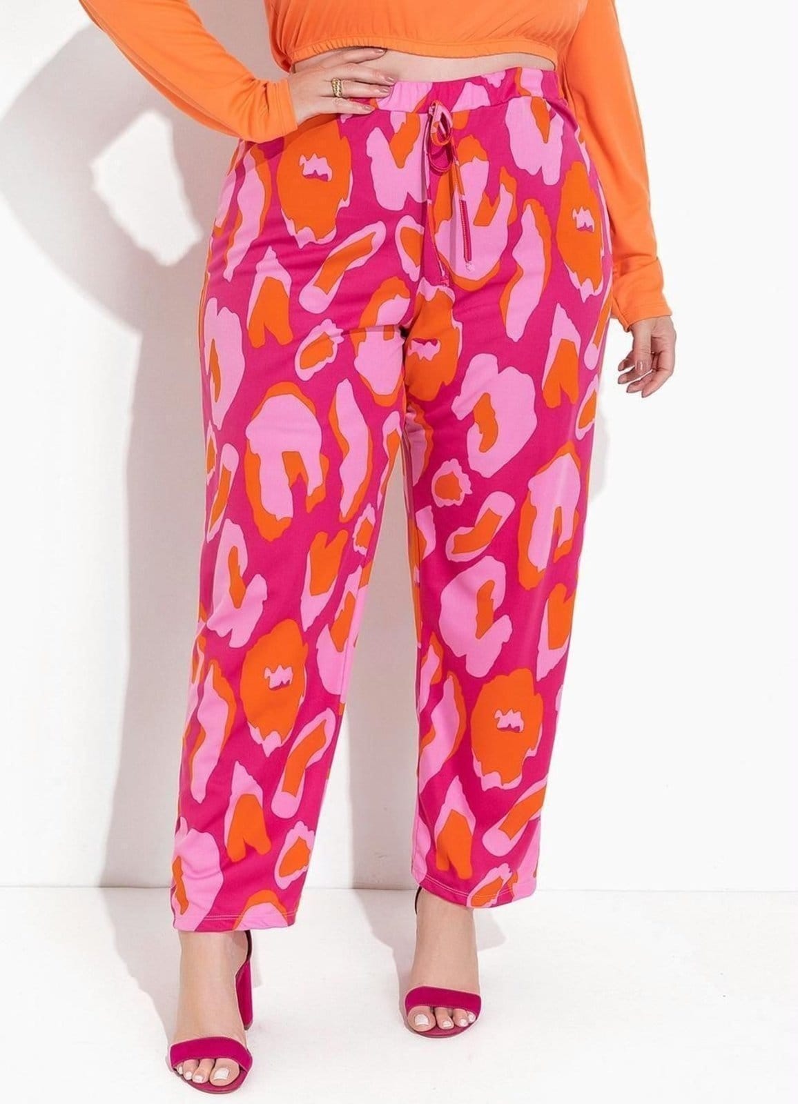 Vista principal Calça Em Malha Onça Pink Marguerite rosa pink