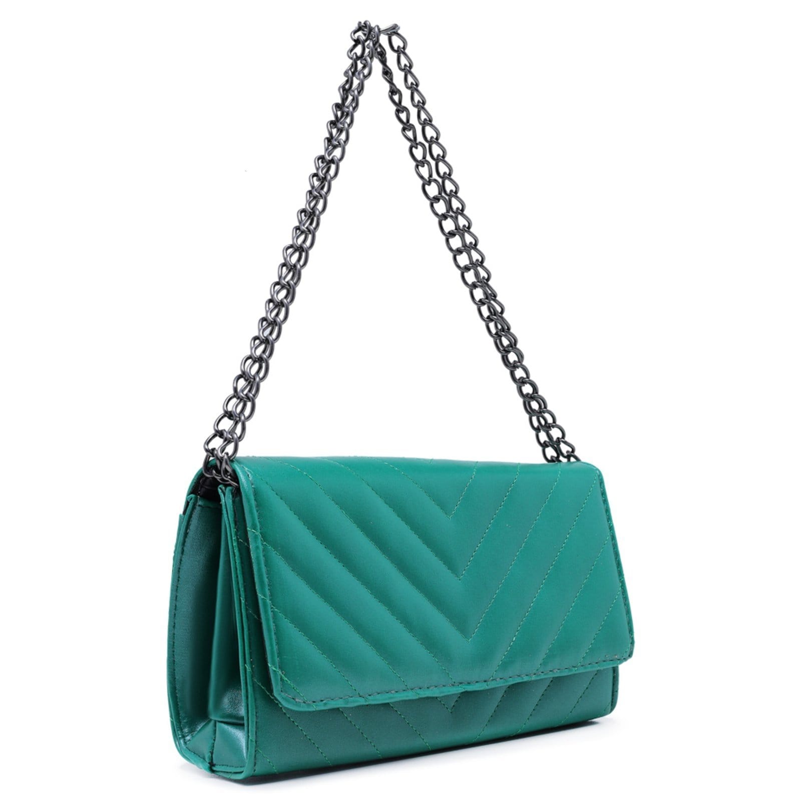 Vista 2 Bolsa Feminina Pequena Clutch Matelasse CARMELO SHOES verde