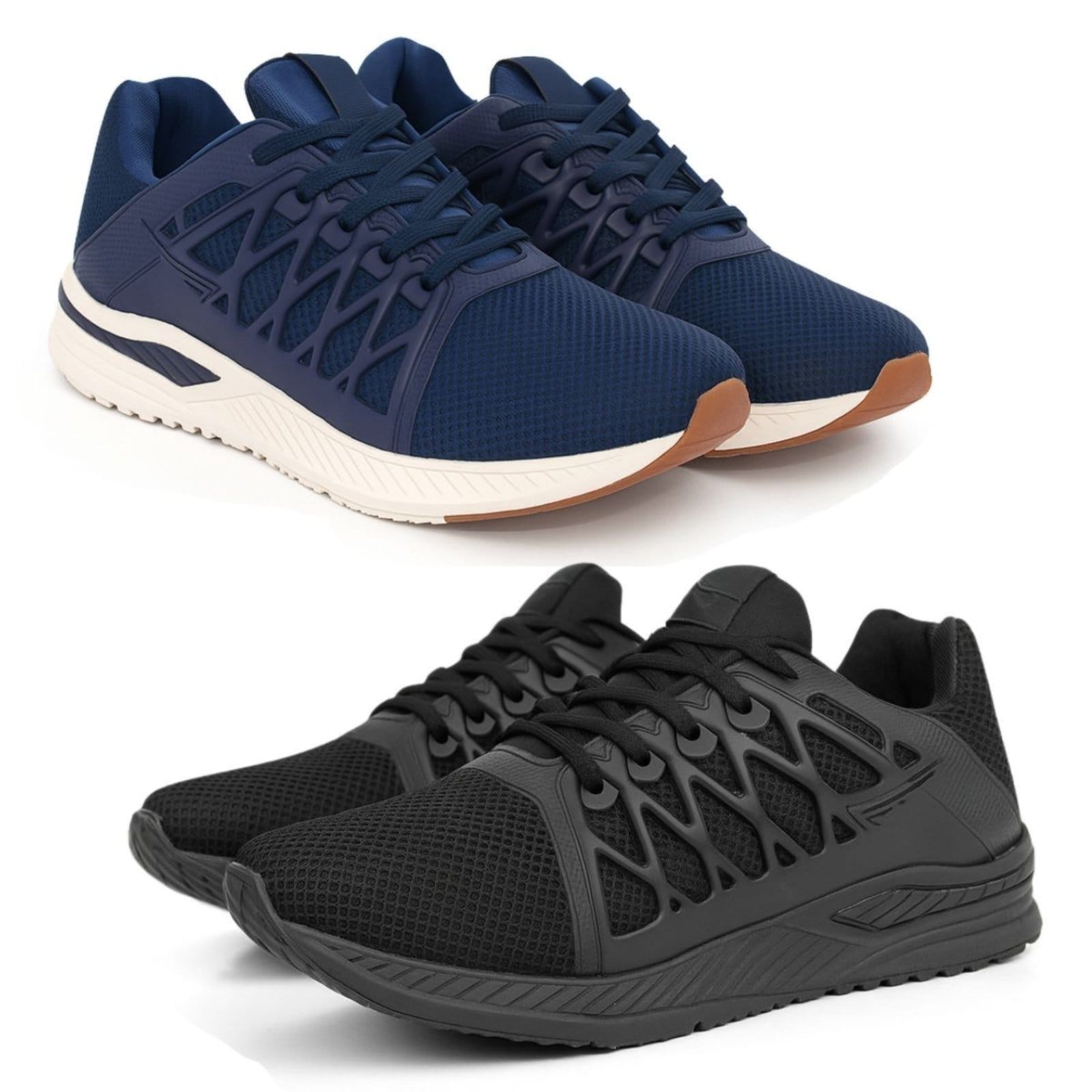 Vista 2 Kit Tênis De Corrida Masculino Sapatofran Academia Running Confortável e Preto Sapatofran azul