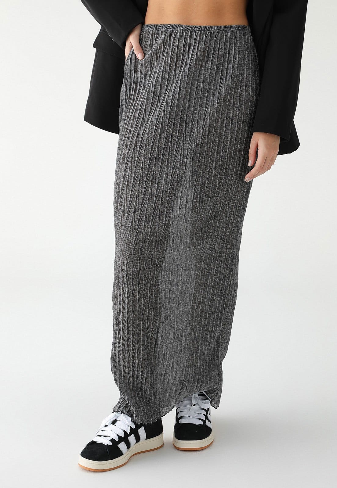 Vista principal Saia TOPSHOP Longa Texturizada Grafite Topshop cinza