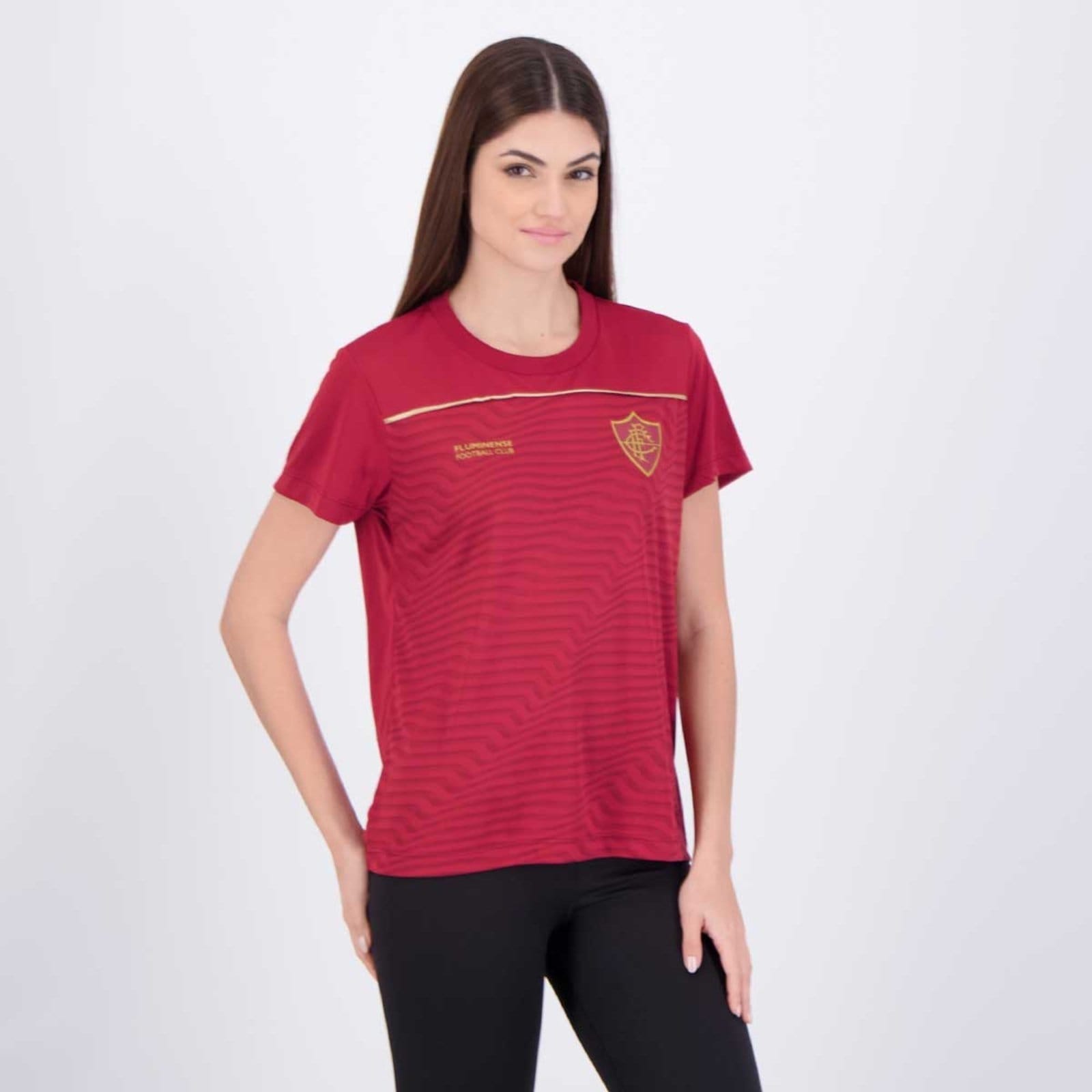 Vista 2 Camisa Fluminense Fulgor Feminina Grená braziline vermelho