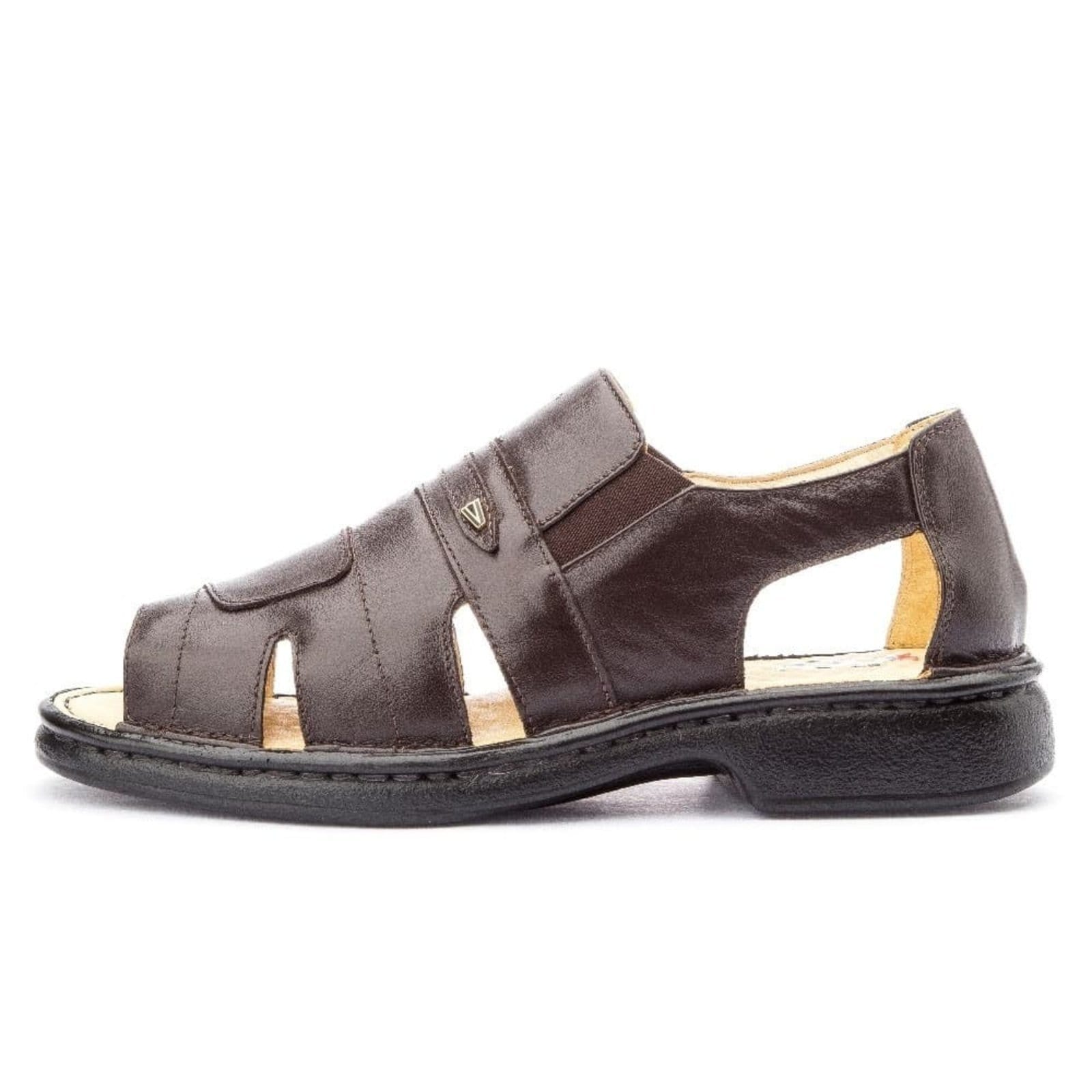 Sandália Clube do Sapato de Franca de Couro Antistress Conforto DFT Lucca Cafè