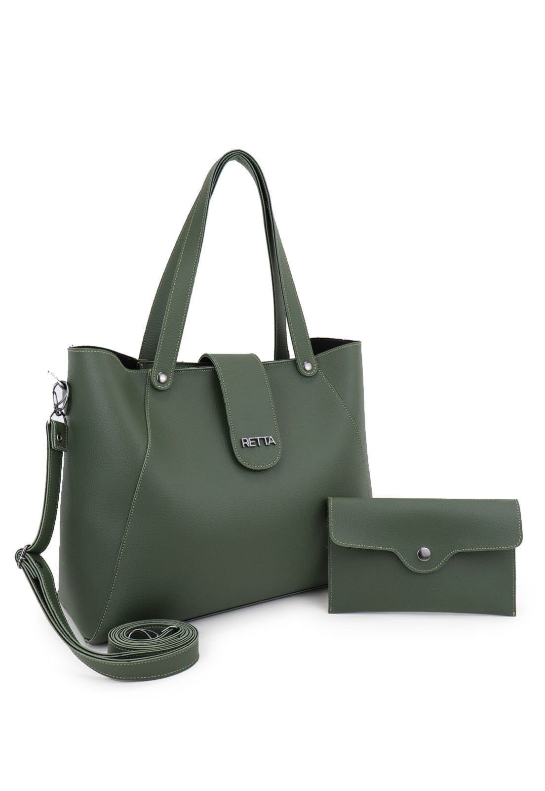 Vista principal Bolsa Feminina Sacola Transversal Retta Oficial Verde Retta Oficial verde militar