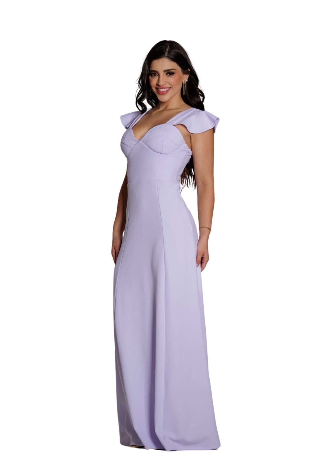 Vestido Longo Festa Meia taça Noivas Noivado Casamento Tubinho Sereia com Manguinha Lauanely