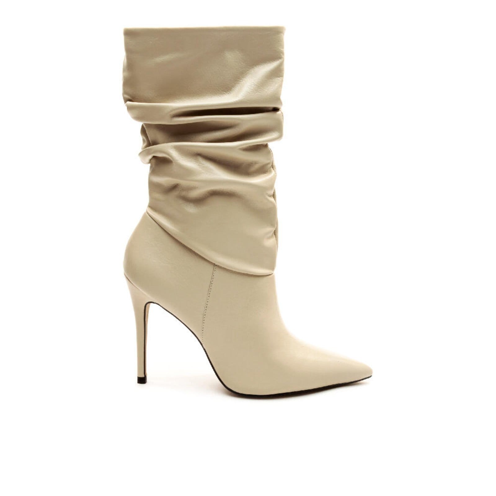 Bota Couro Off White Cano Médio Slouchy Cecconello 213