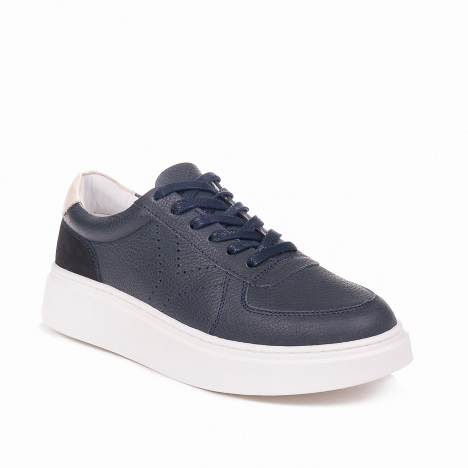 Vista principal Tênis MY.NA Y4 Couro Legítimo com detalhes em Off White MY.NA azul marinho