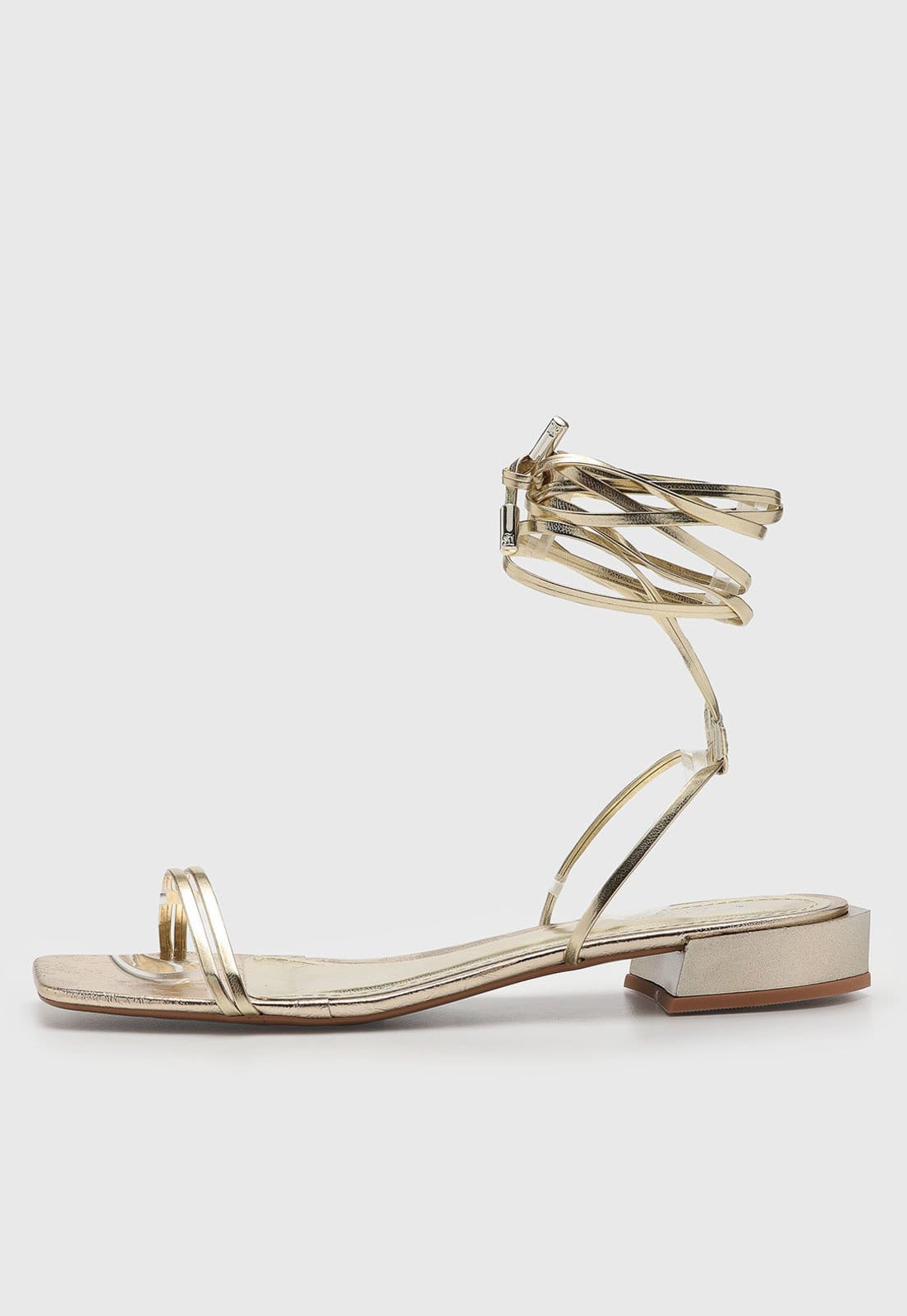 Sandália Feminina Santa Lolla Tiras Salto Bloco Dourada