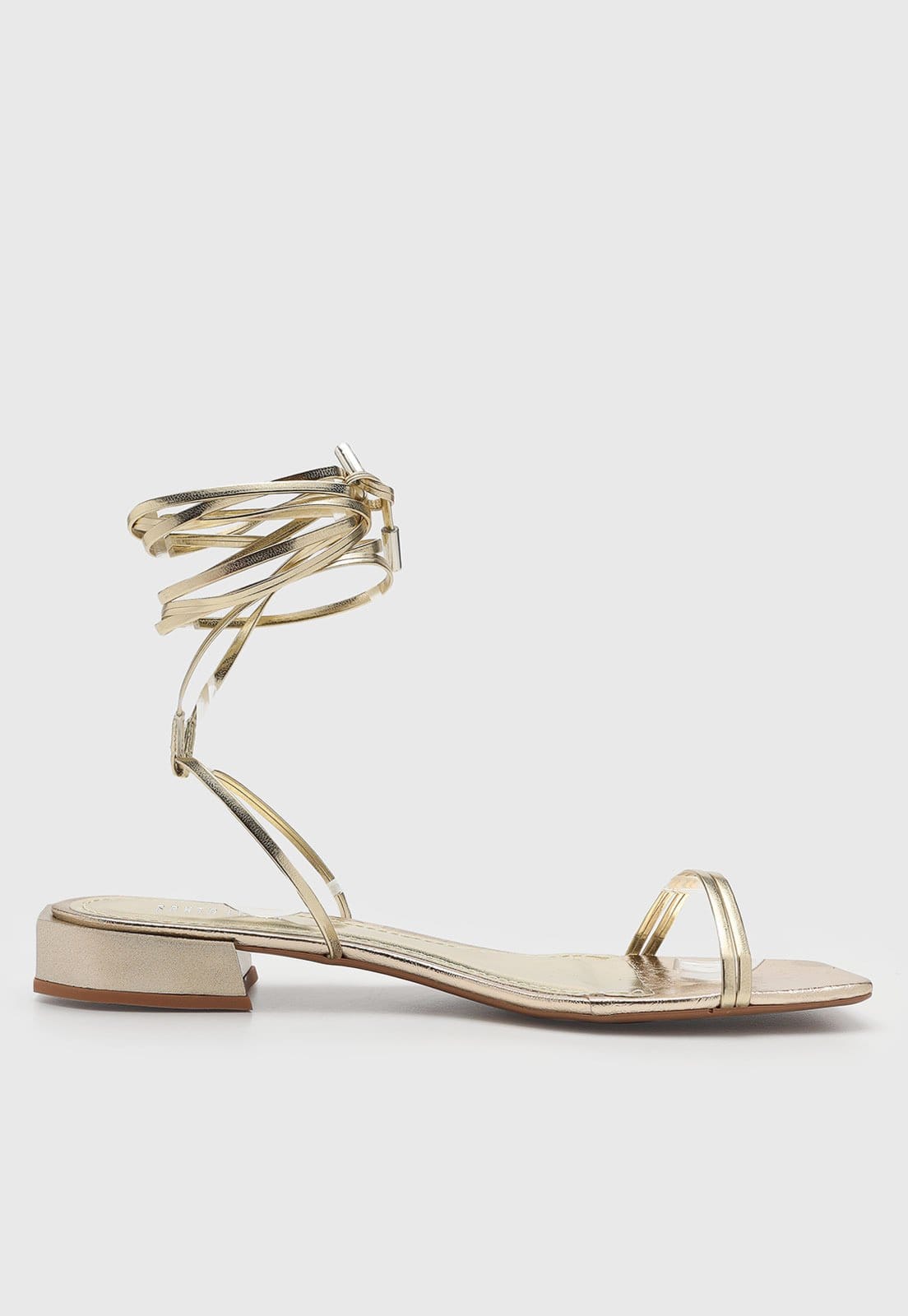 Vista 2 Sandália Feminina Santa Lolla Tiras Salto Bloco Dourada Santa Lolla dourado