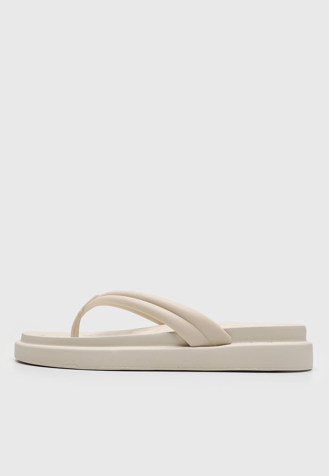 Chinelo Feminino Moleca Dedo Tiras Acolchoadas Off-White