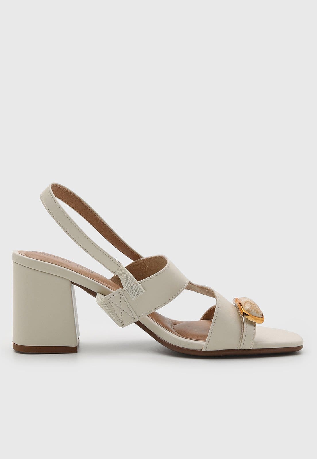 Vista 2 Sandália Feminina Beira Rio Salto Bloco Bico Quadrado Off-White BEIRA RIO off-white white