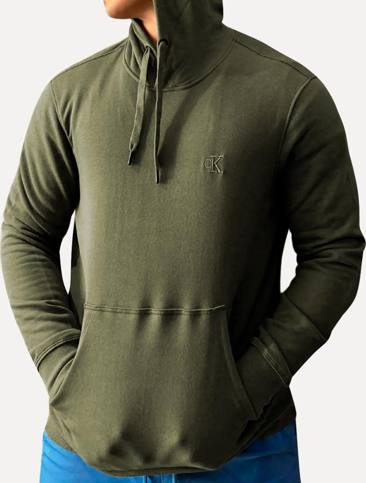 Moletom Calvin Klein Jeans Masculino Hoodie CK Bordado Militar