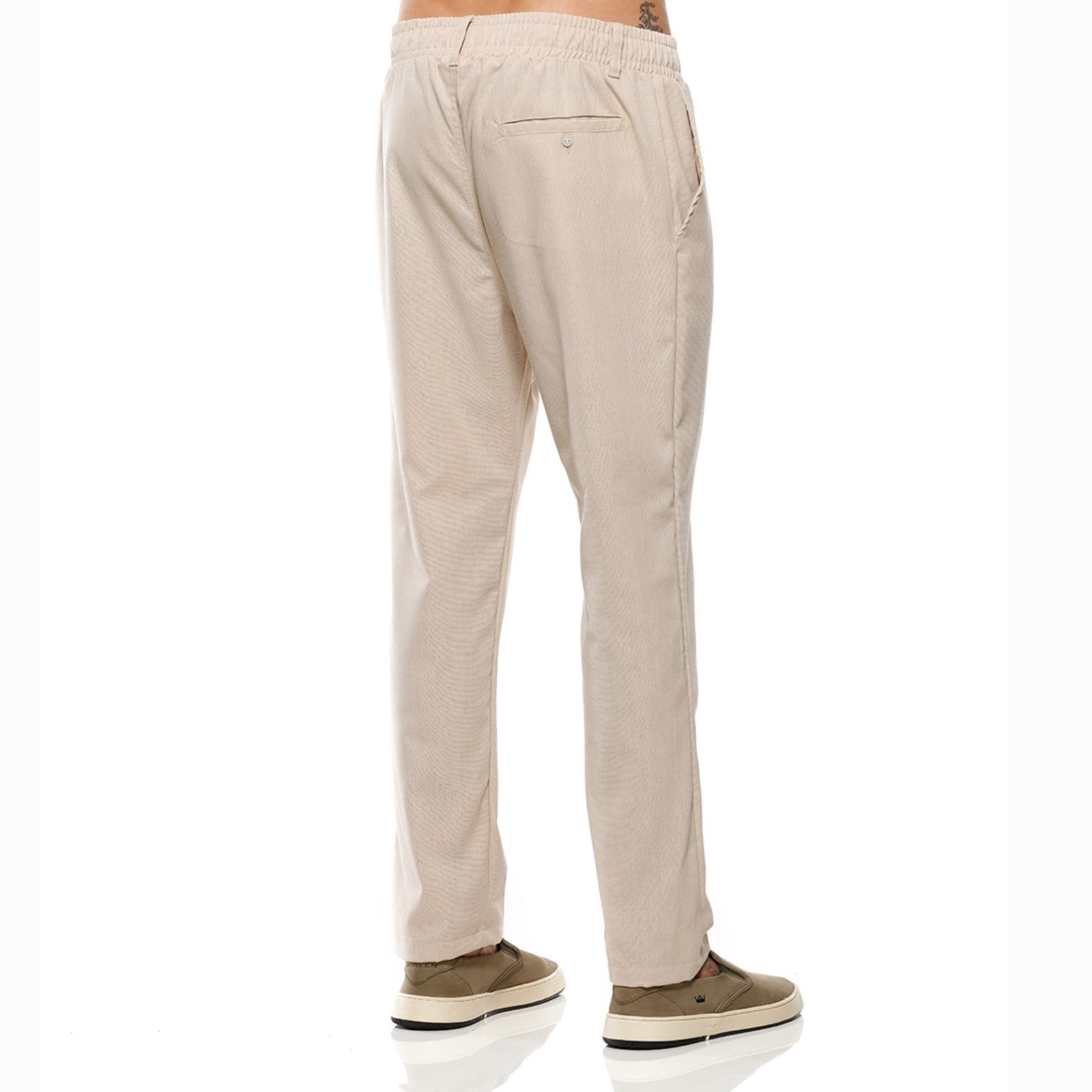 Vista 2 Calça Linho Masculina Diferenciada VLCS VLCS VIOLAÇÕES bege