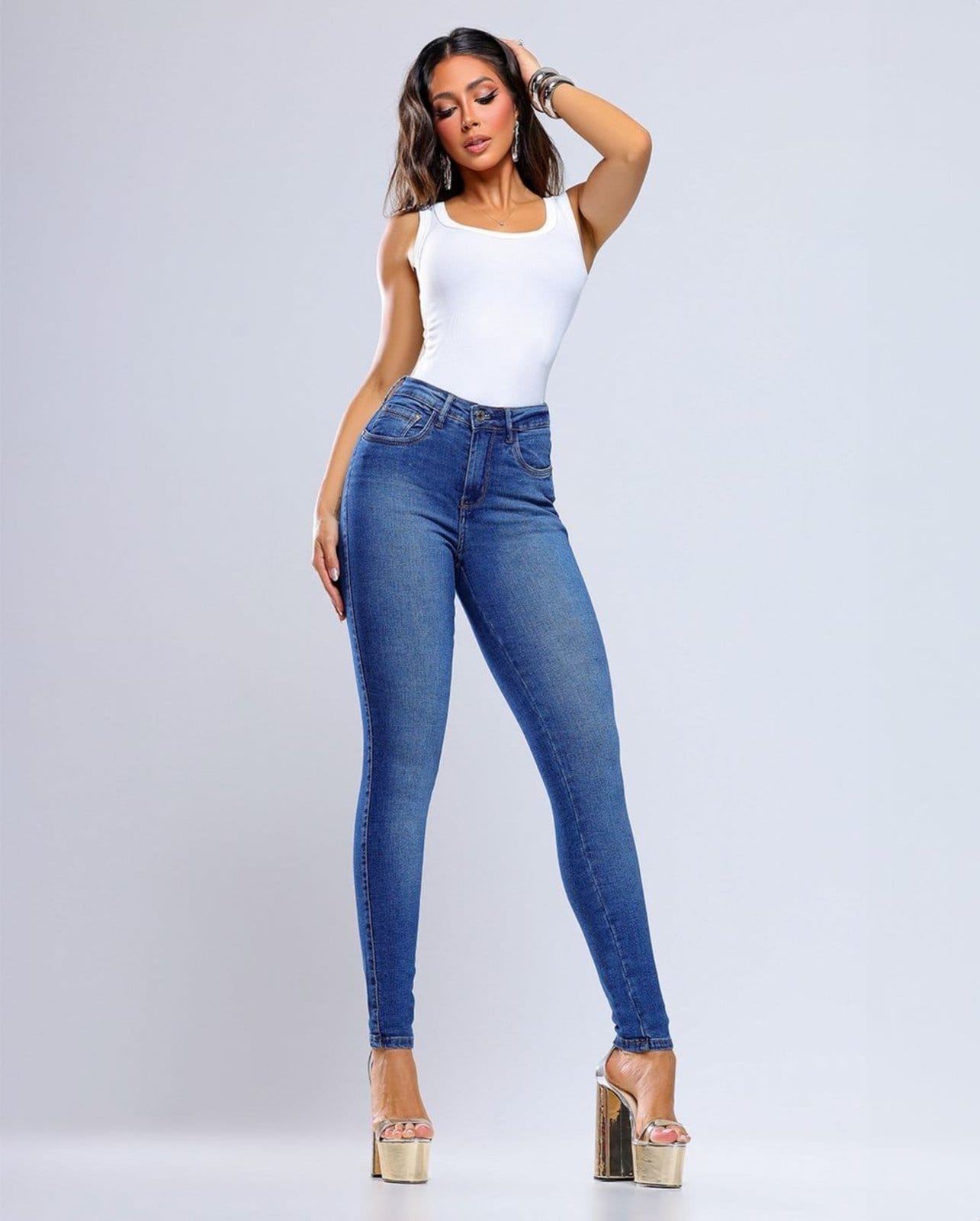 Calça Skinny Feminina Cintura Alta 25318 Escura