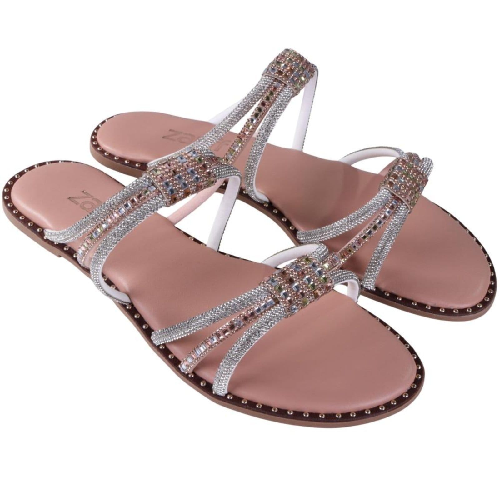 Vista 2 Sandália Rasteira Feminina Zariff Rrj-100 Nude Incolor Zariff incolor nude