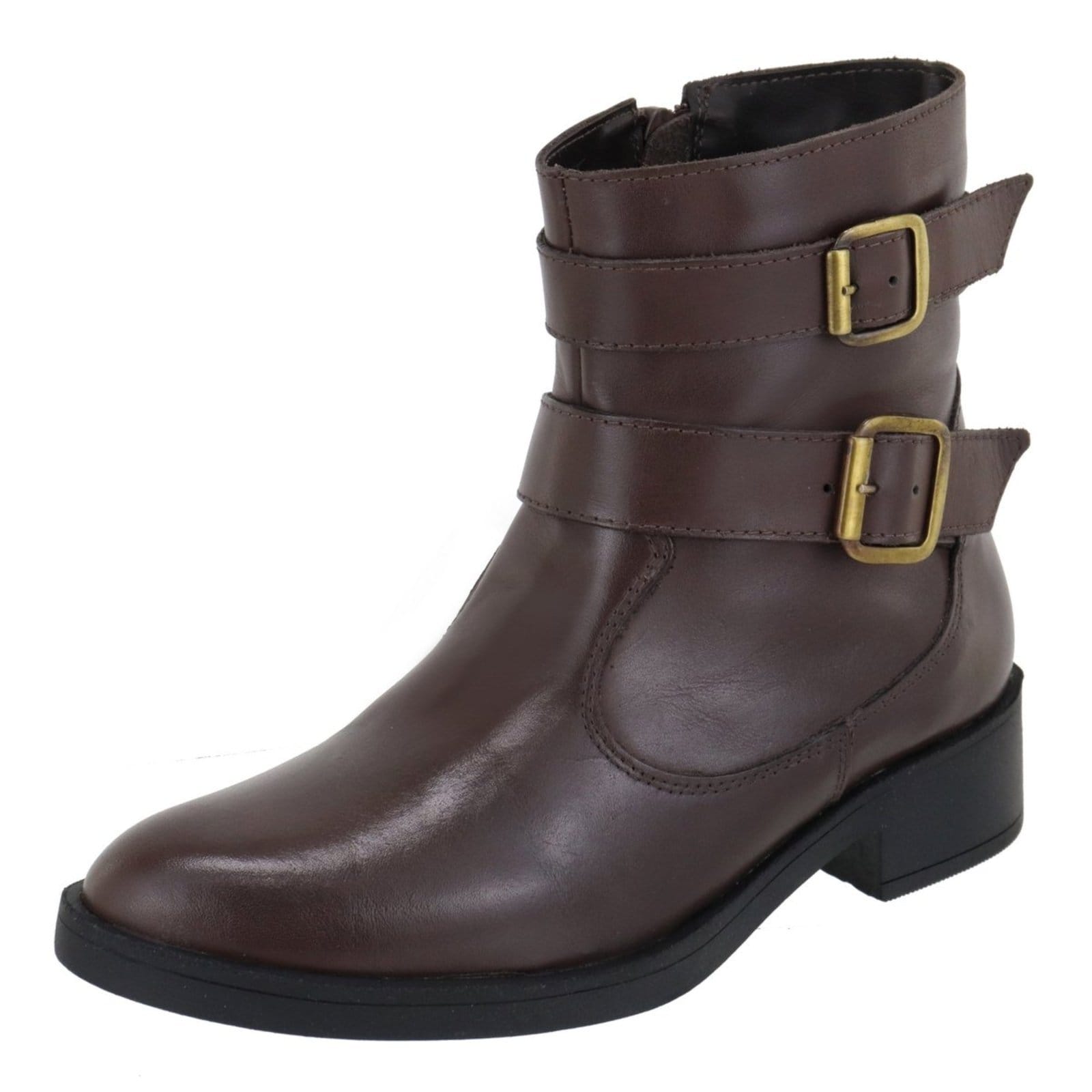 Bota em Couro Cano Curto Feminina Lançamento Tellini Store Chocolate