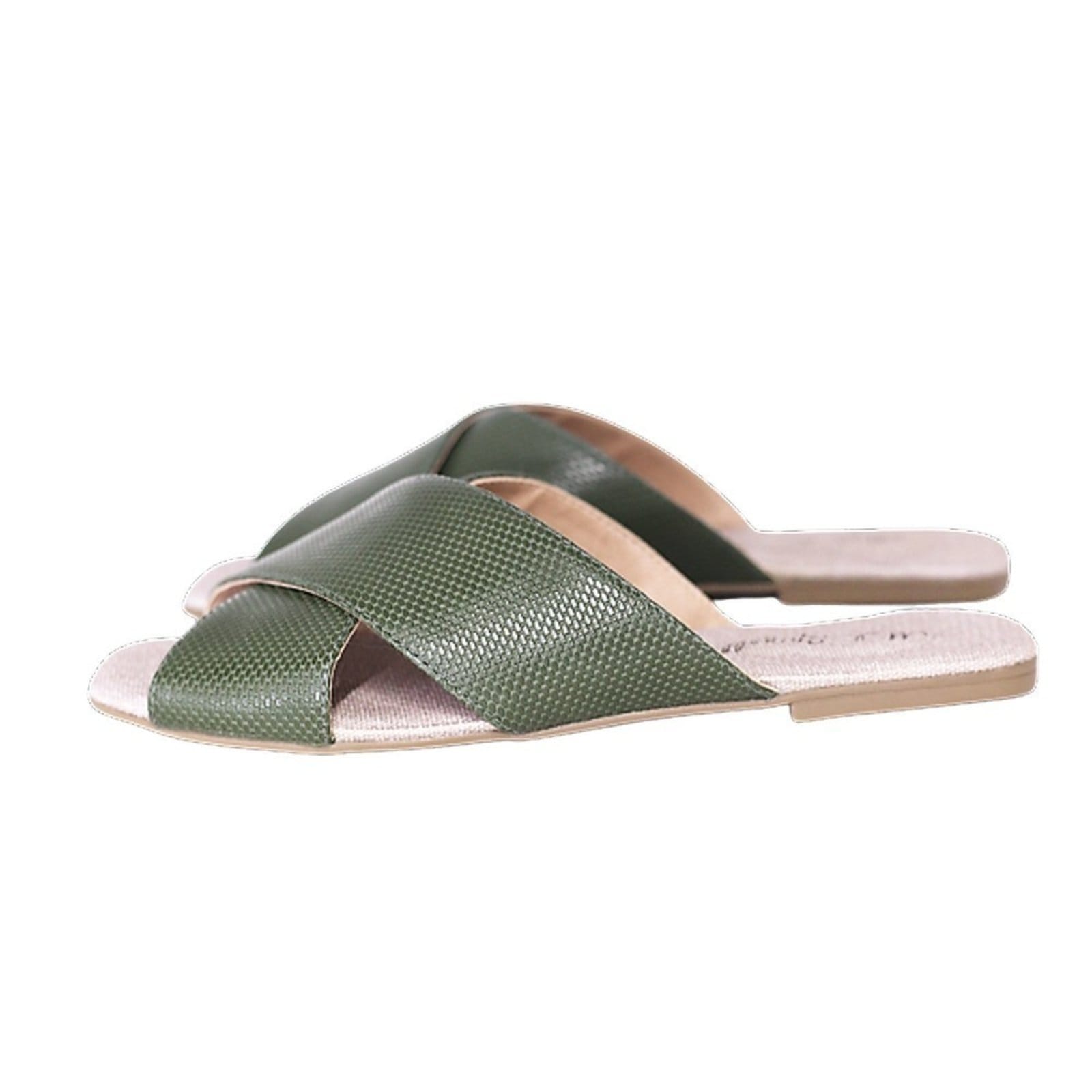 Vista principal Chinelo Rasteirinha Tiras em Couro Verde Spinelli verde militar