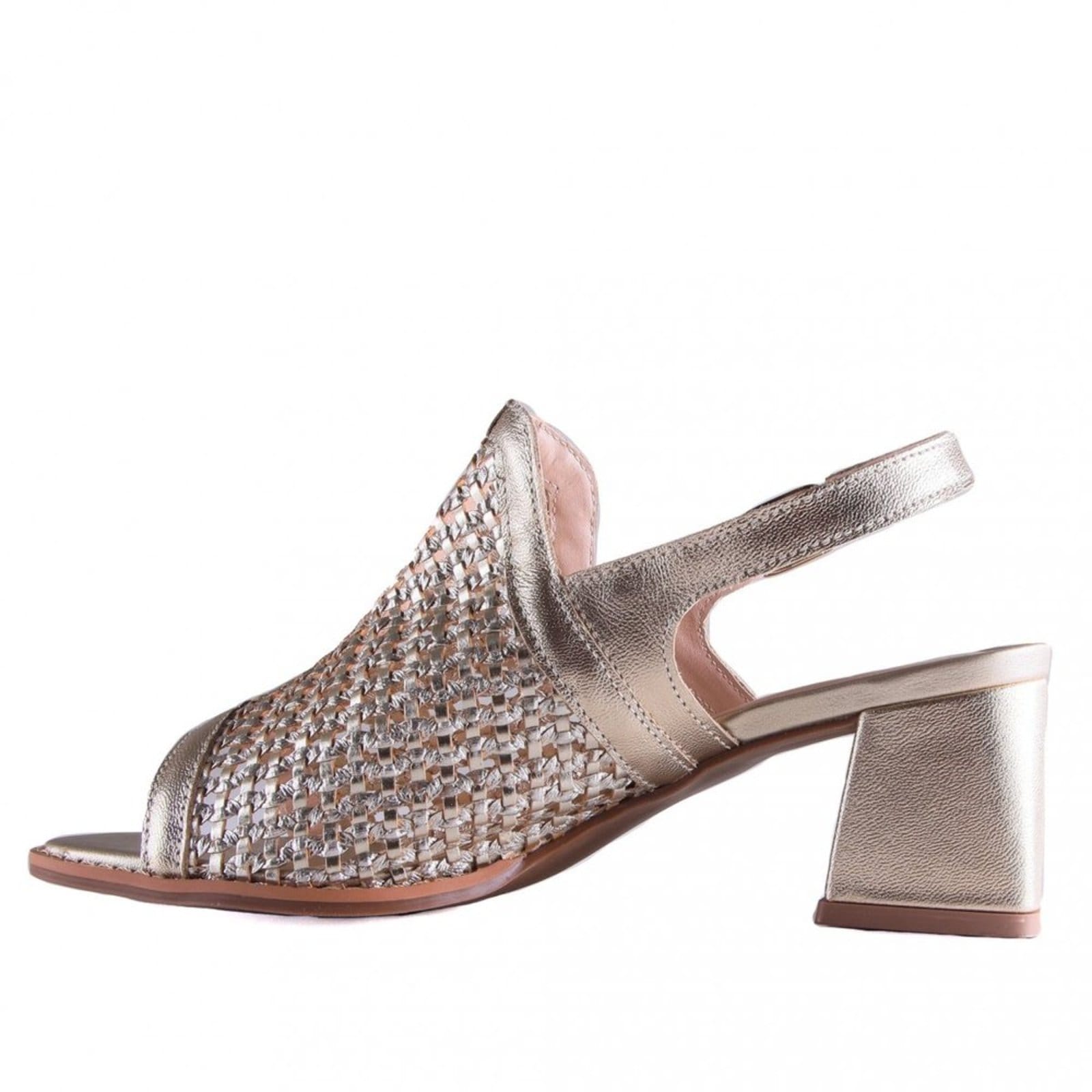 Vista 2 Sandália Feminina Zariff Salto Bloco 45202 Zariff Zariff dourado