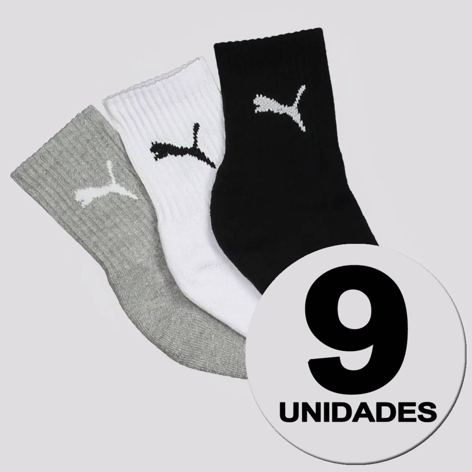 Kit Meia Puma Cano Médio 9 Pares Feminina