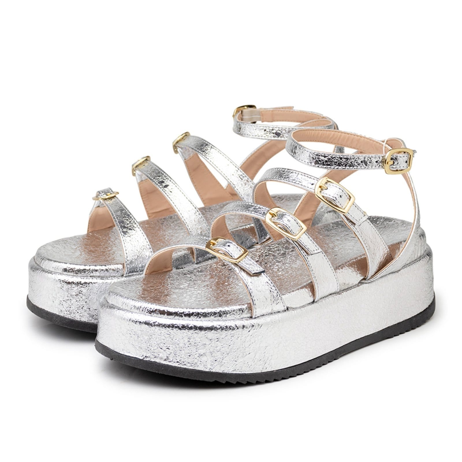 Sandália Papete Flatform Napa Essense Tiras Fivelas 5302