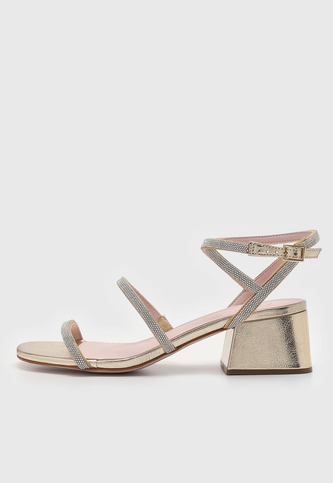 Sandália Feminina Luiza Barcelos Tiras Brilhantes Dourada