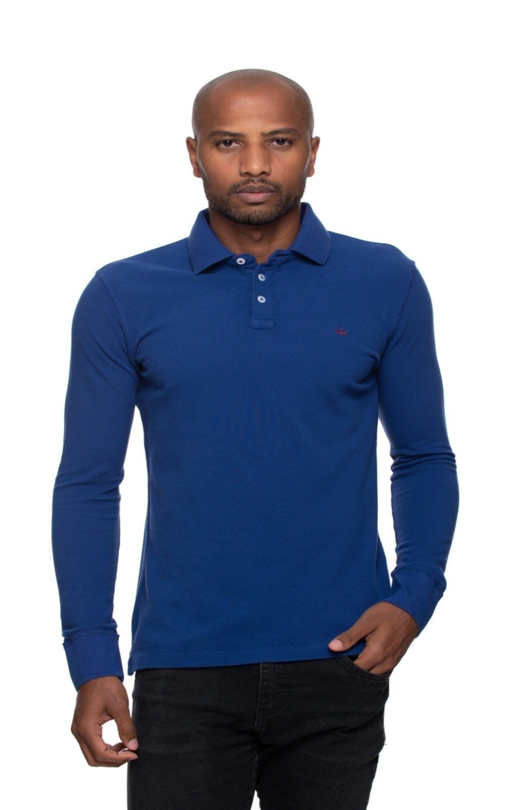 Vista principal Camisa Polo Rugby Aburguesia Slim Fit Alfaiataria Burguesia azul marinho