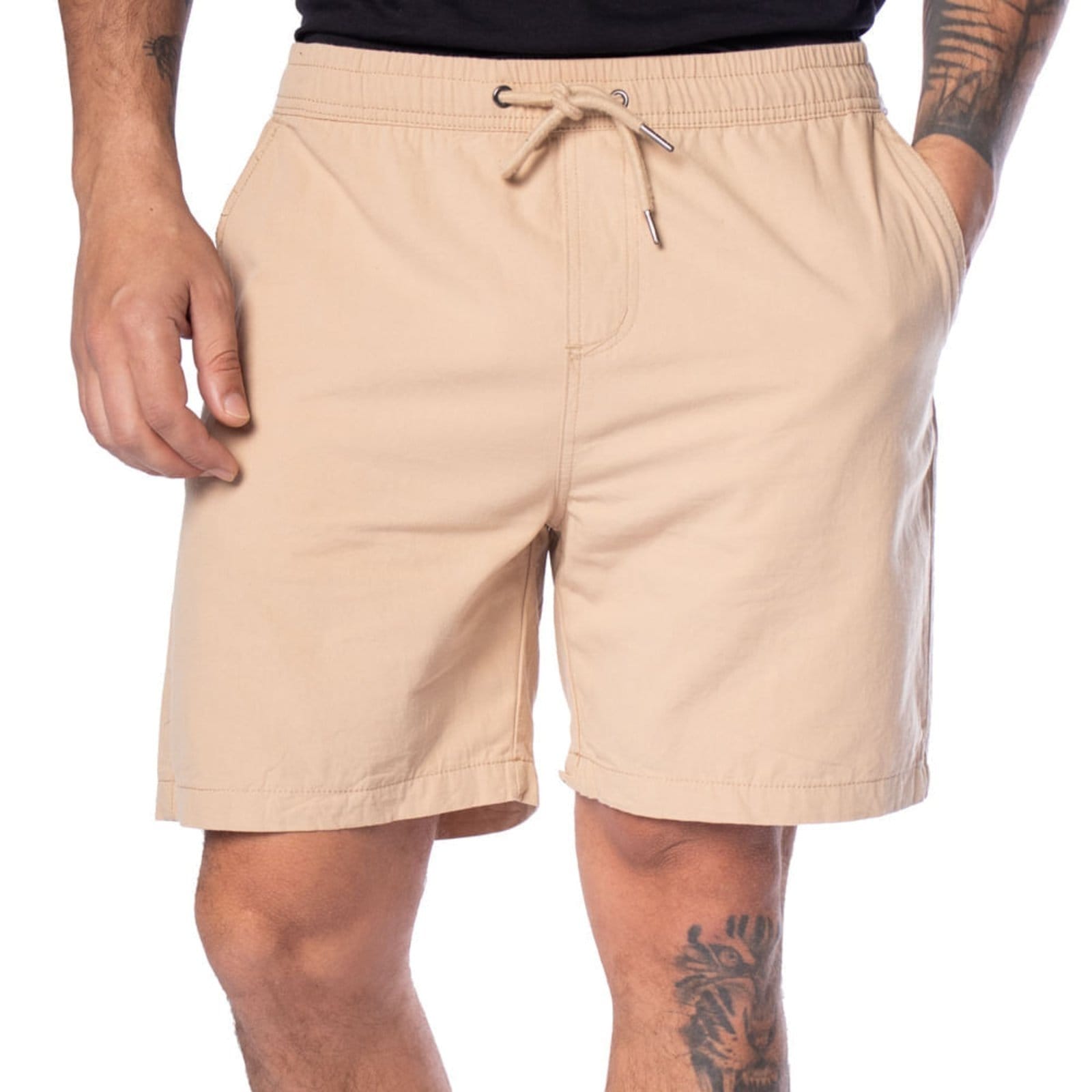 Vista principal Bermuda Masculina Broken Rules Cordão Curta Facinelli bege