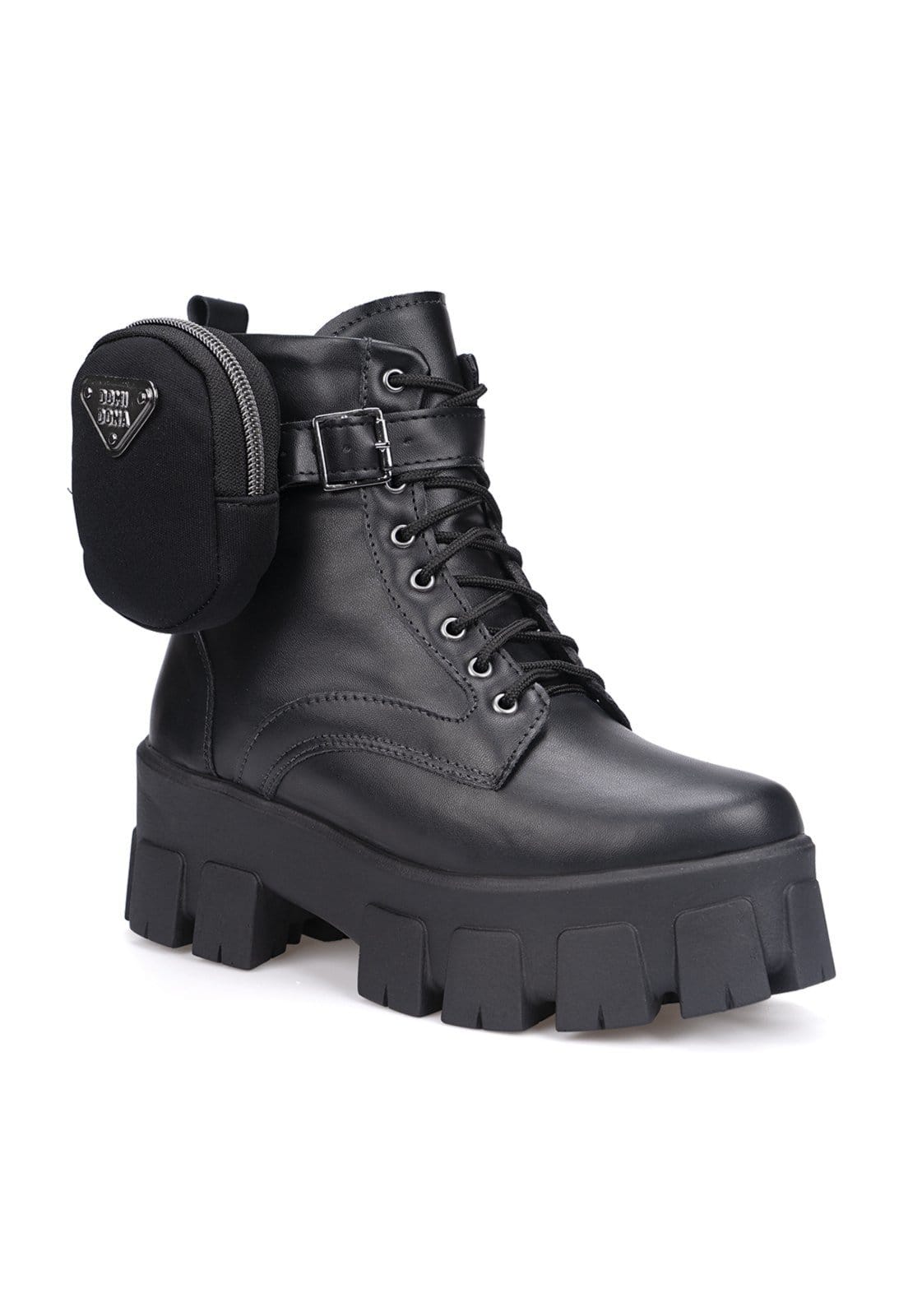 Coturno Com Bolsinha Domidona Feminino Tratorado Plataforma