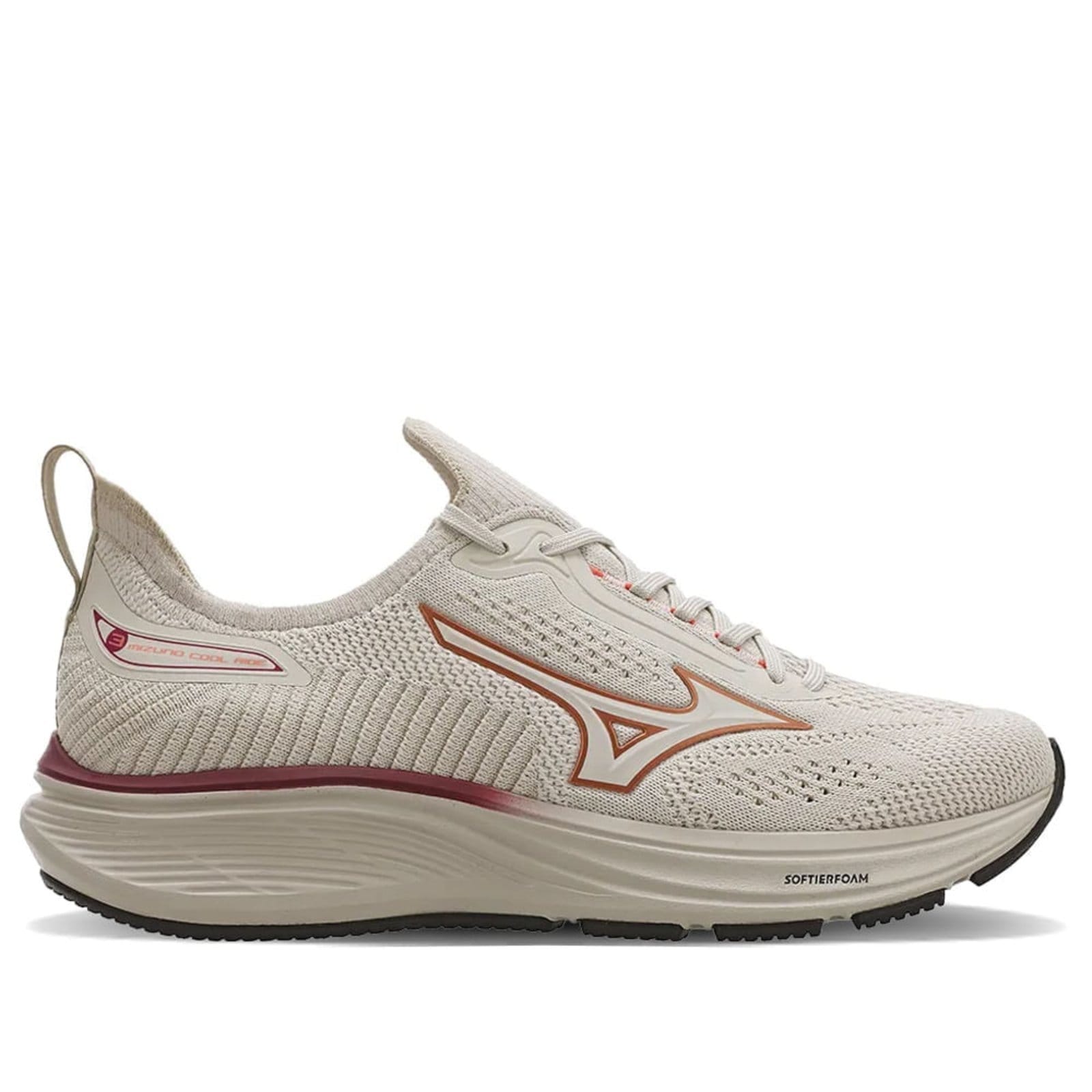 Vista 2 Tênis Feminino Mizuno Cool Ride 3 SoftierFoam Off White/Rosa Mizuno off-white white