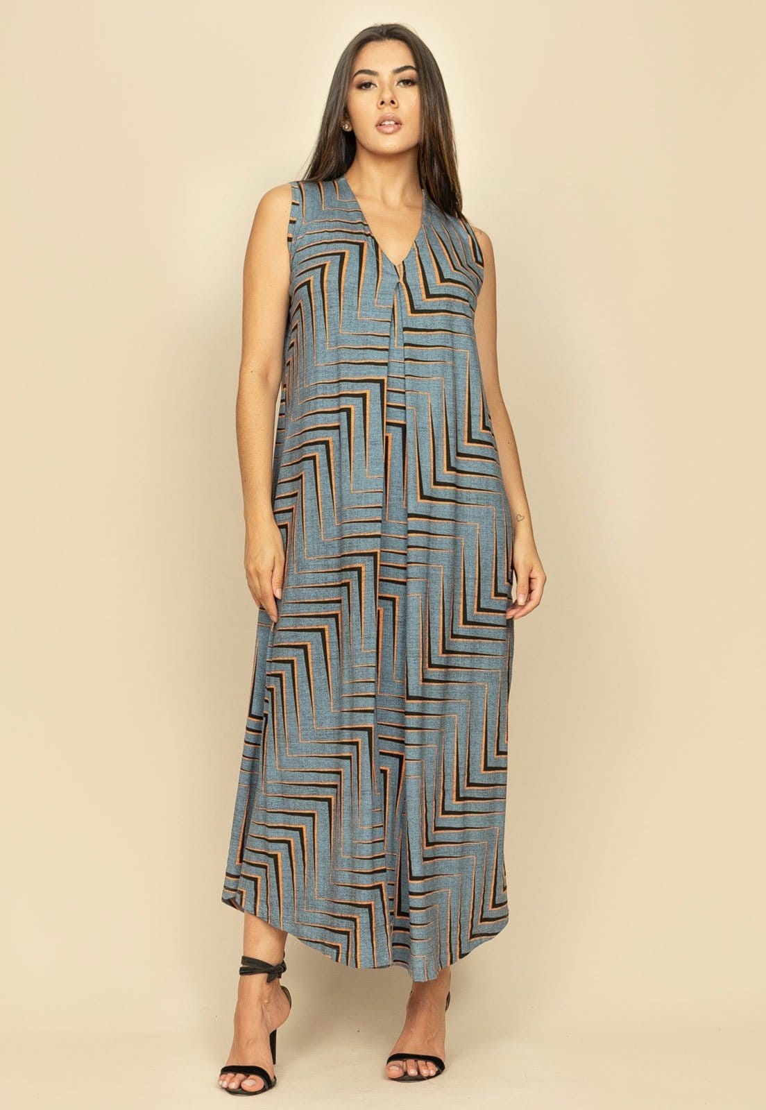 Vestido Longo Acará Malha Estampa Murici