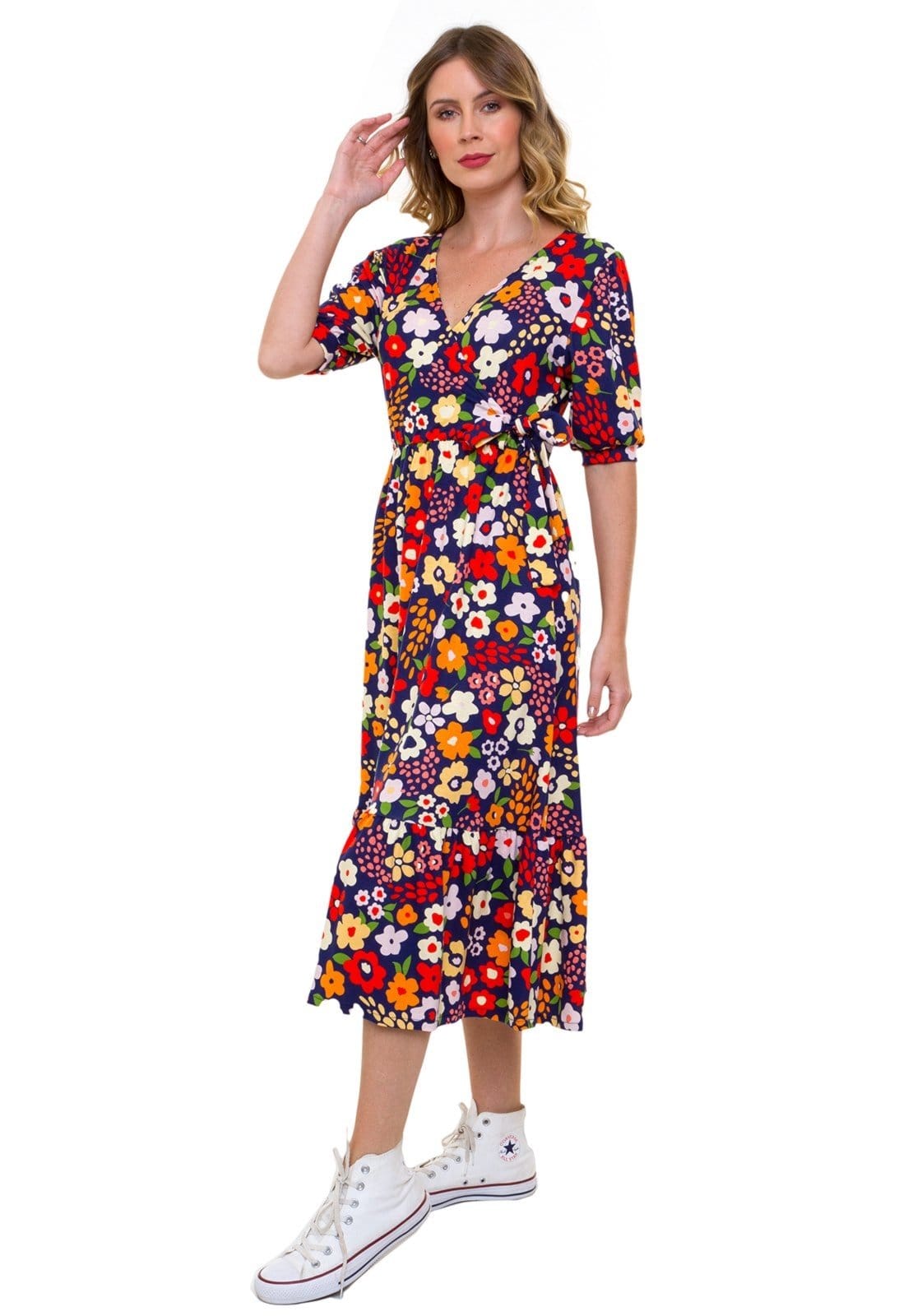 Vista 2 Vestido Aura Manuela Jardim Marinho Aura azul marinho