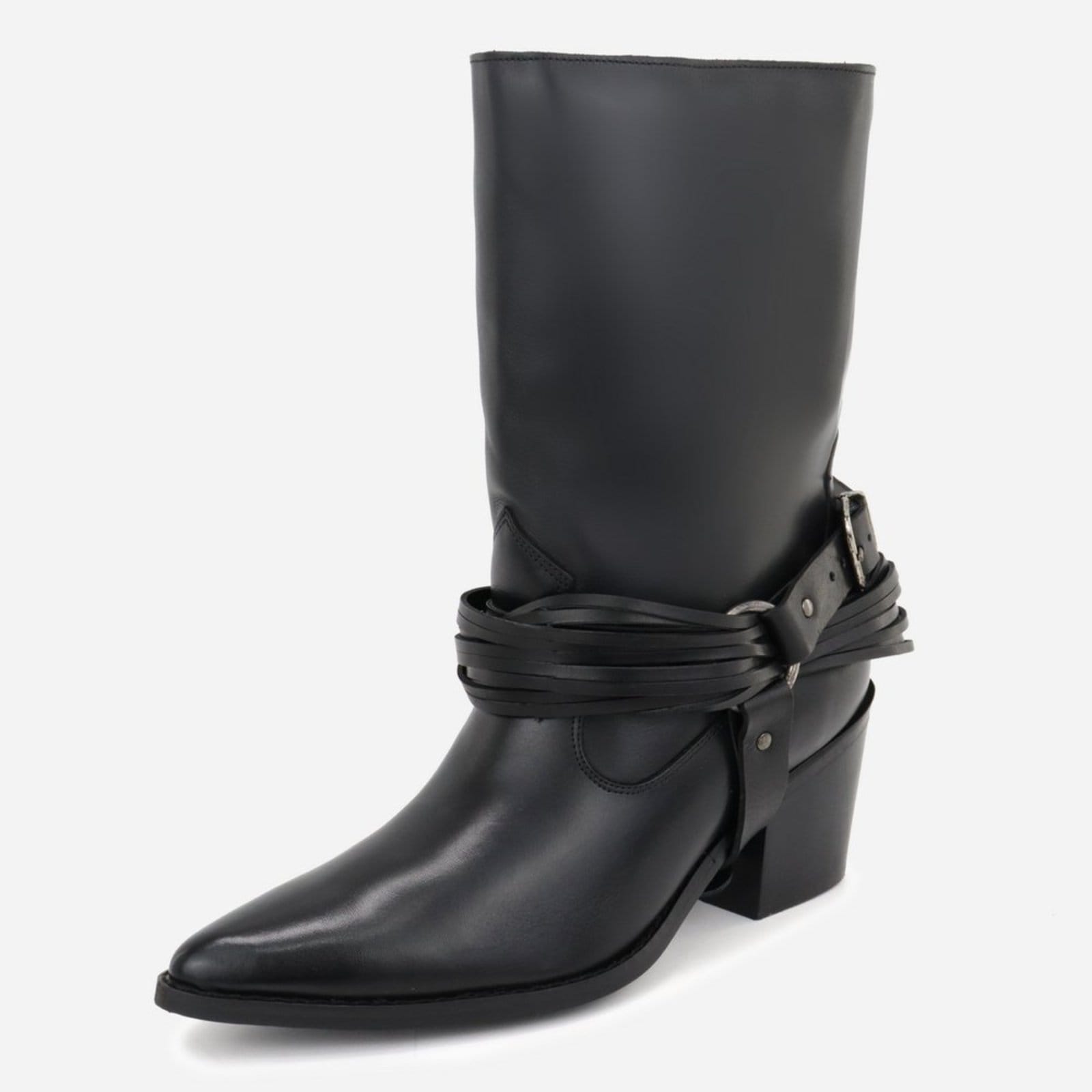 Bota Feminina Western Fashion Estilo Conforto Country Detalhes ajustáveis em Couro Texana Maria Paula