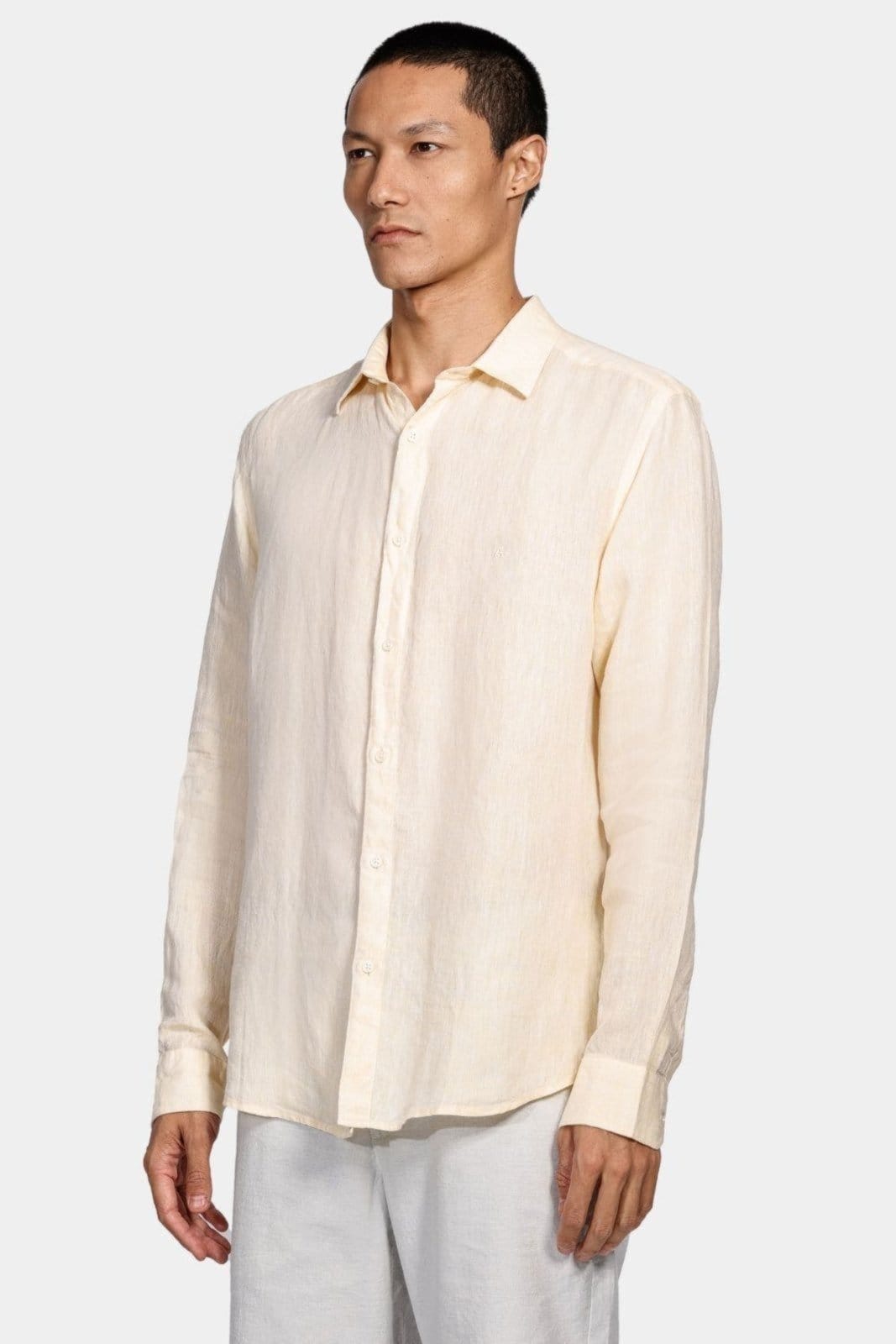 Vista principal Camisa Aramis Aramis Manga Longa Slim Linho Irlandês Amarelo Aramis incolor