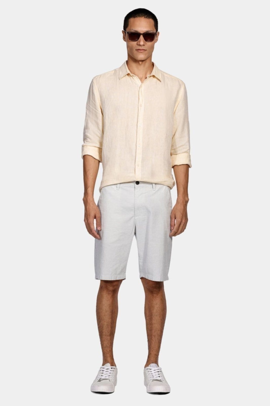 Vista 2 Camisa Aramis Aramis Manga Longa Slim Linho Irlandês Amarelo Aramis incolor