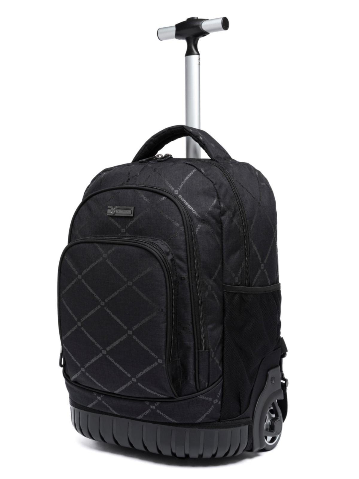 Vista 2 Kit Mochila Rodinha Executiva Escolar Resistente Swissport preto