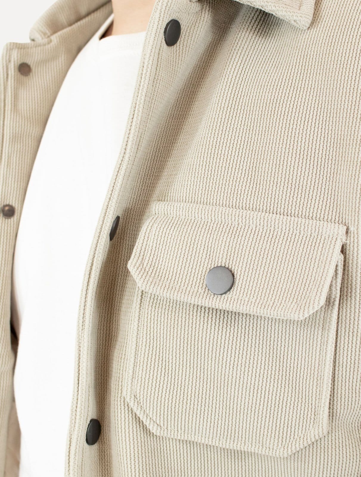 Vista 2 Jaqueta Dixen Masculina Cotelê Canelada Pockets Button Areia Dixen bege