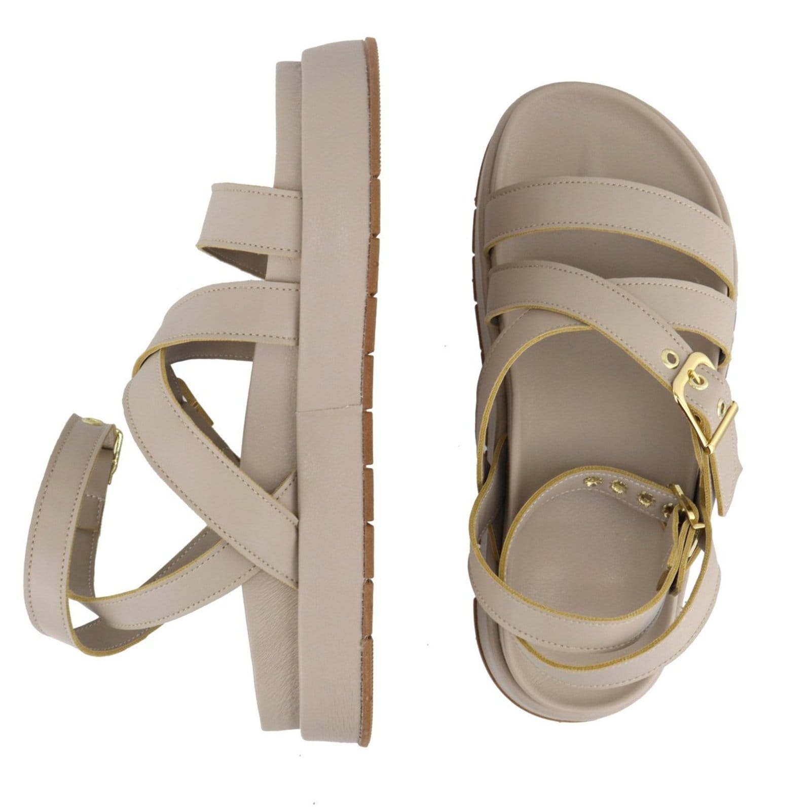 Vista 2 Sandalia Papete Flatform Feminina Tiras Off White Sola Alta TELLINI STORE off-white white