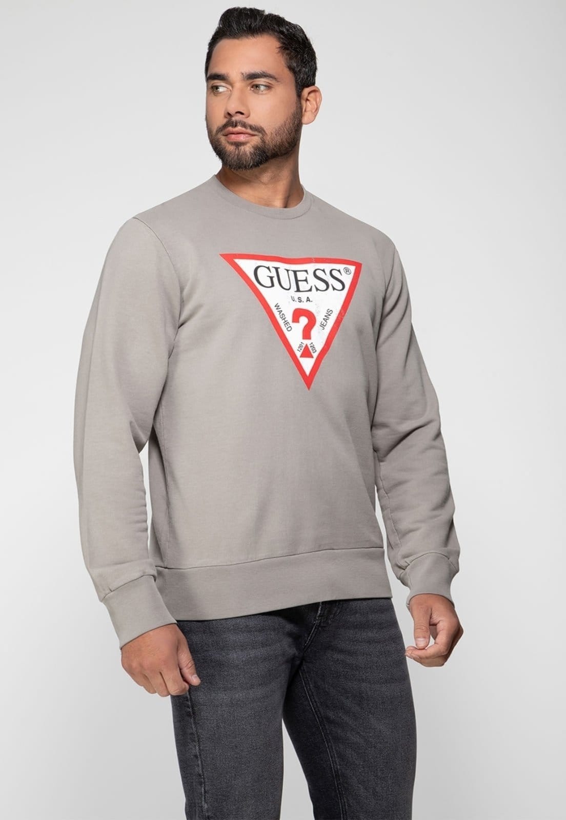 Vista 2 Blusa de Moletom Logo Degastado Guess Claro Guess verde