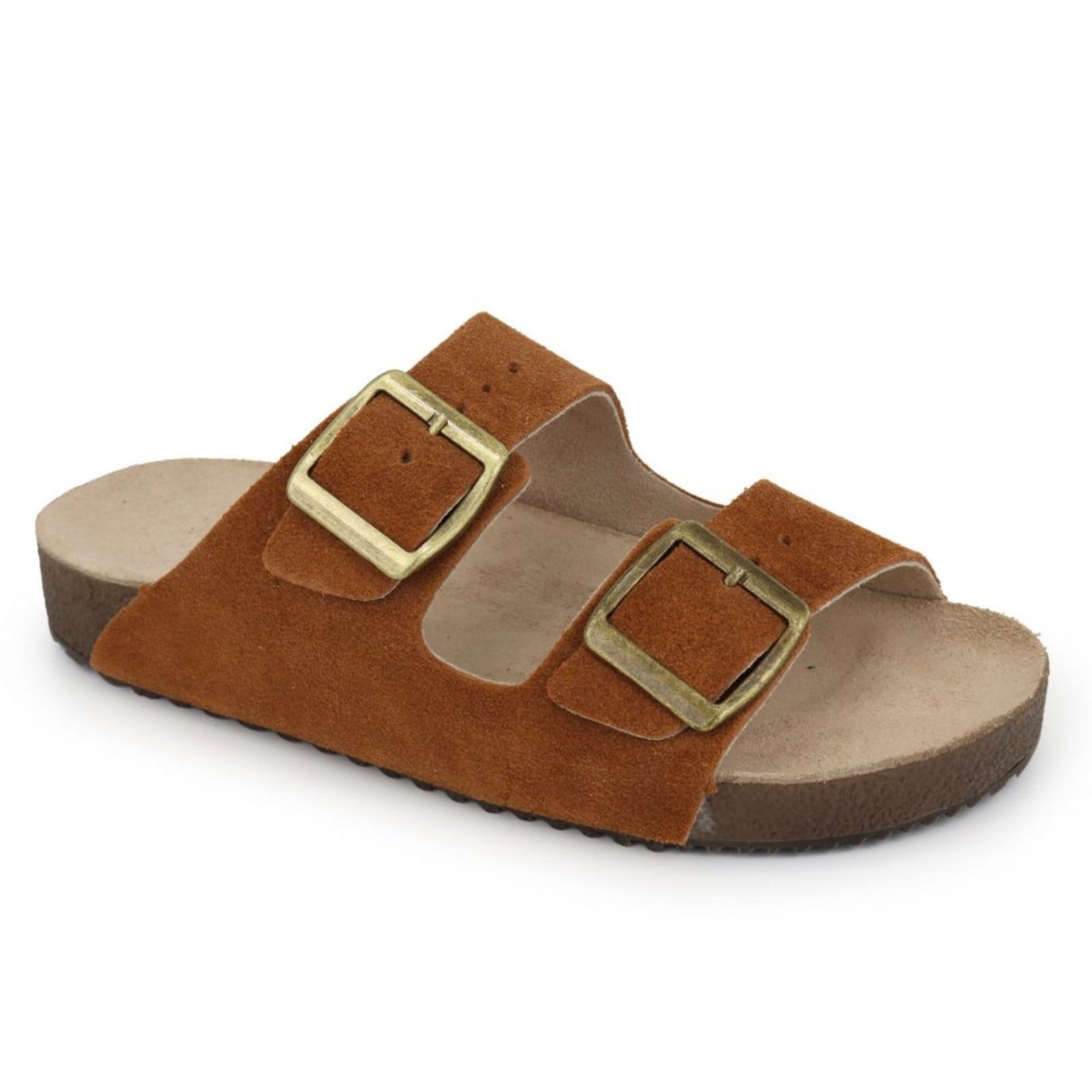 Vista 2 Rasteira Papete Feminina em Couro Acolchoada Maria Paula Cinamon MARIA PAULA laranja