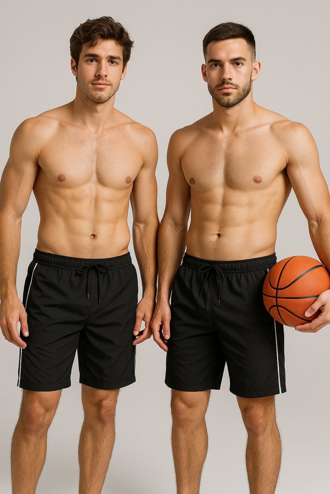 Vista 2 Kit Com 3 Bermudas Tactel D Bell Outlet Fashion Sport Masculina Preta/Cinza/Azul D BELL OUTLET FASHION preto azul