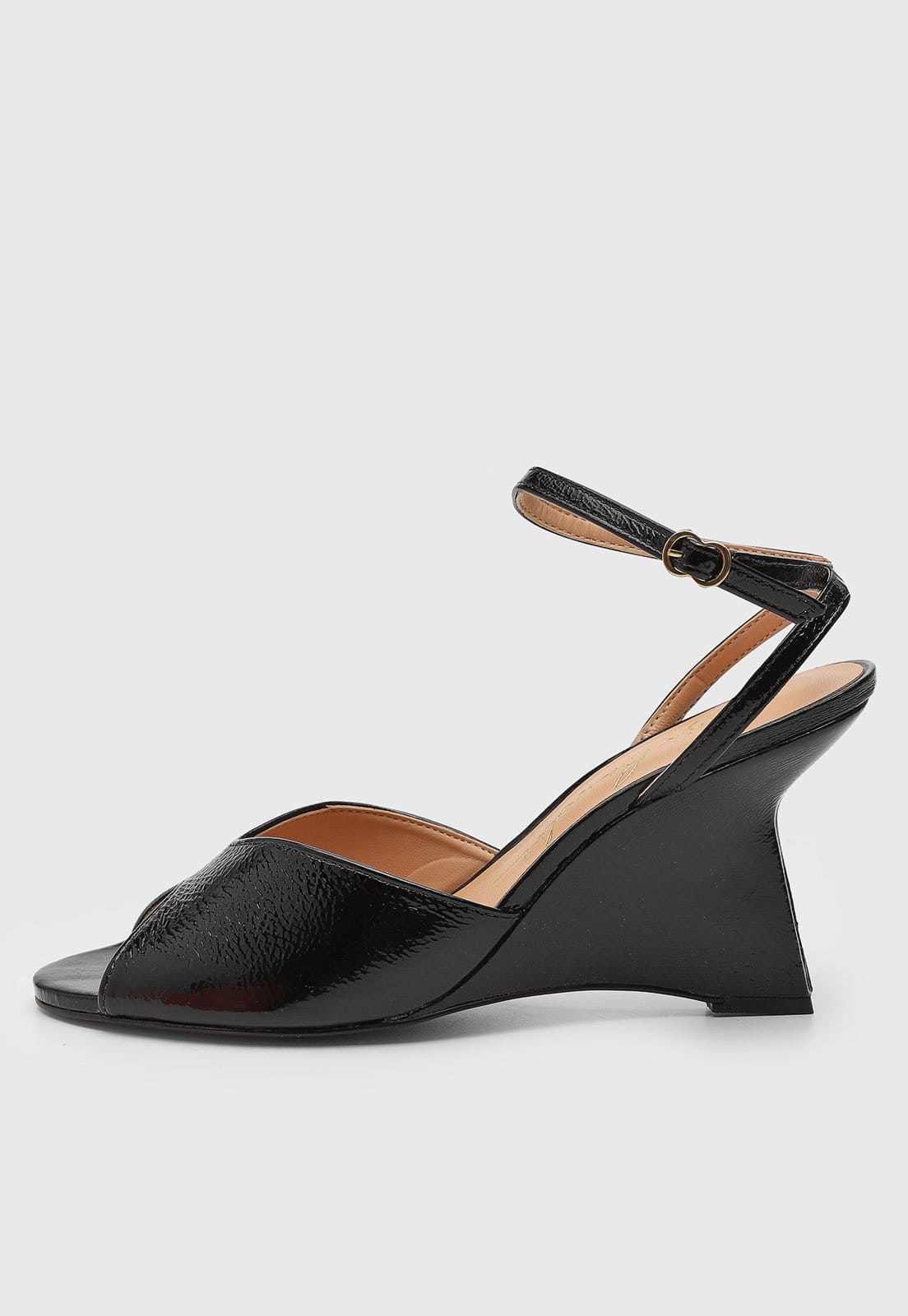 Vista 2 Sandália Feminina Luiza Barcelos Salto Geométrico Preta Luiza Barcelos preto