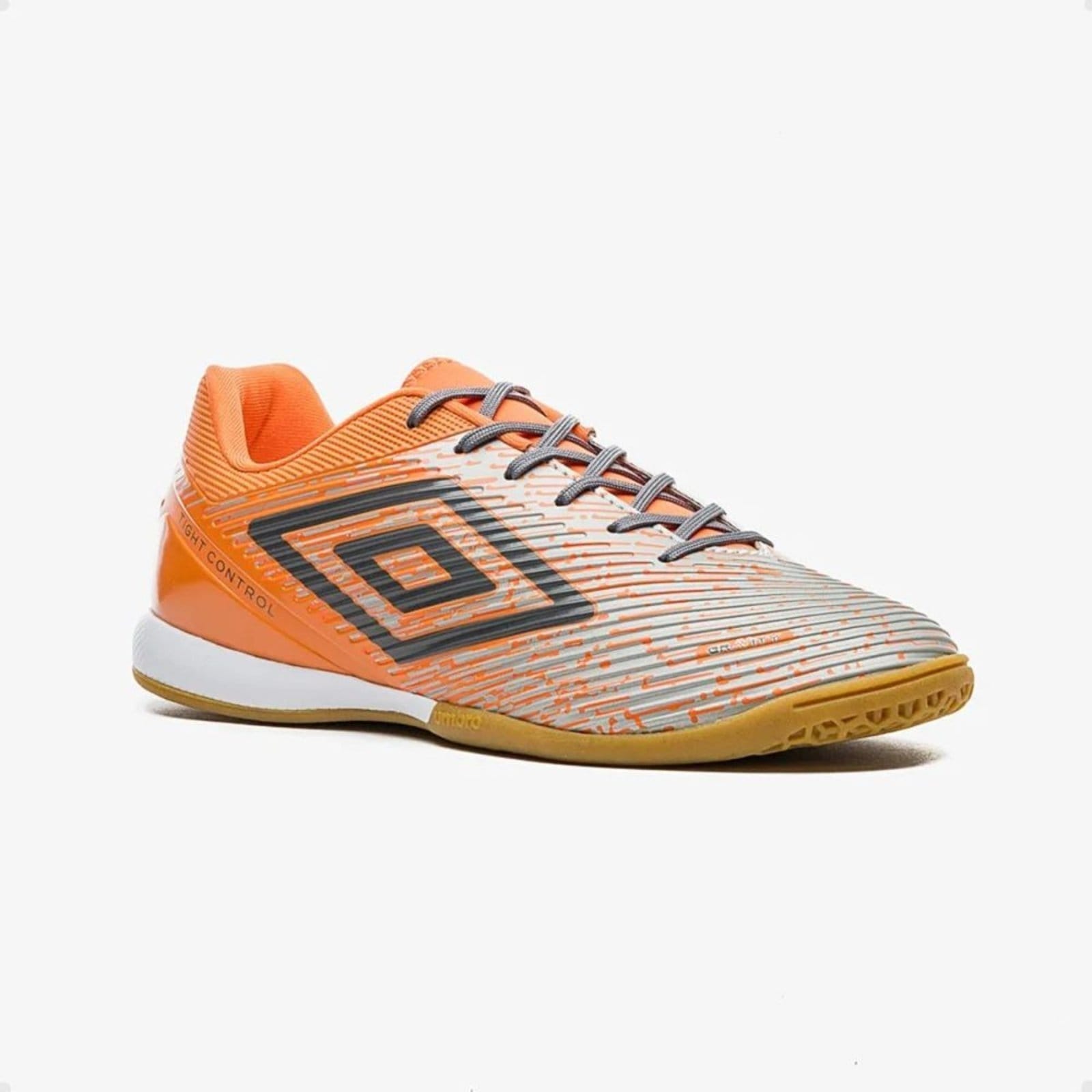 Vista 2 Chuteira Indoor Masculina Umbro Gravity Laranja Umbro cinza