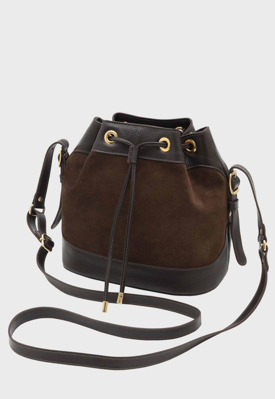 Bolsa Bucket Transversal Couro Mariart Chia Suede