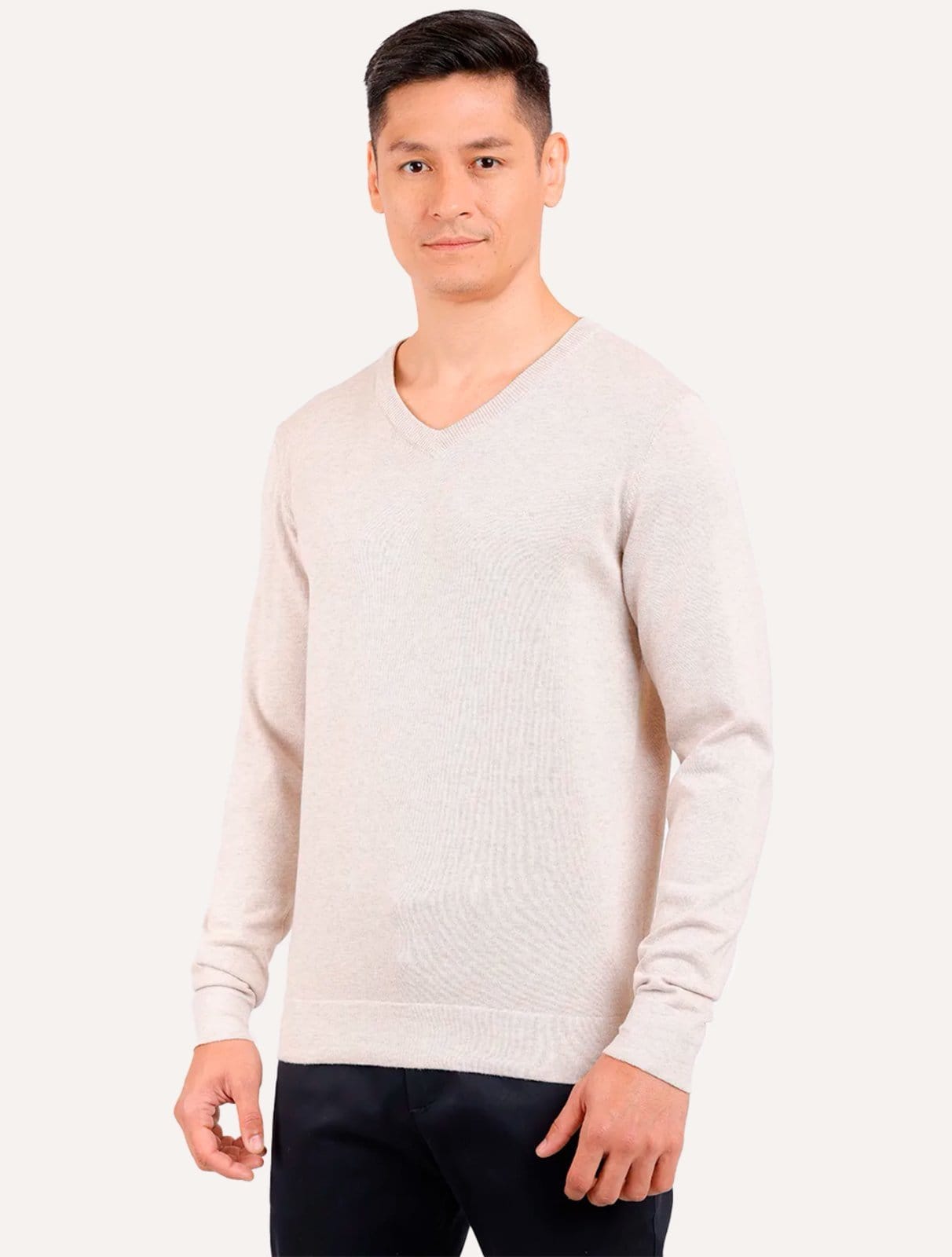 Vista principal Blusa Aramis Masculina Tricot Gola V Areia Aramis bege