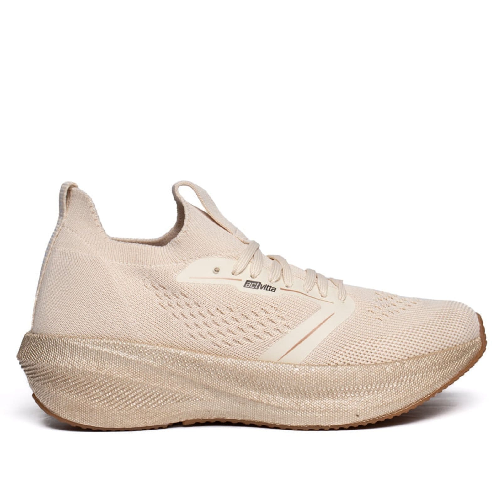 Tênis Feminino Actvitta Knit Conforto Off White/Caramelo