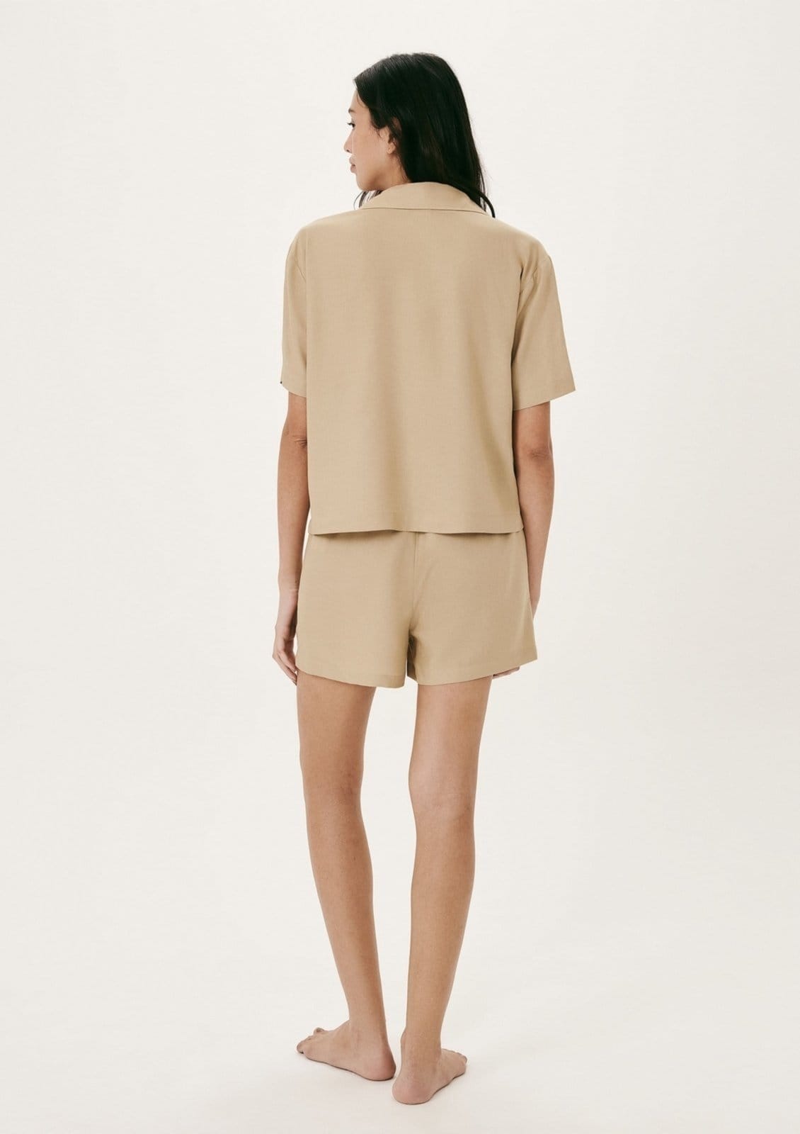 Vista 2 Pijama Curto Feminino Com Camisa Estampada Hering HERING INTIMATES bege